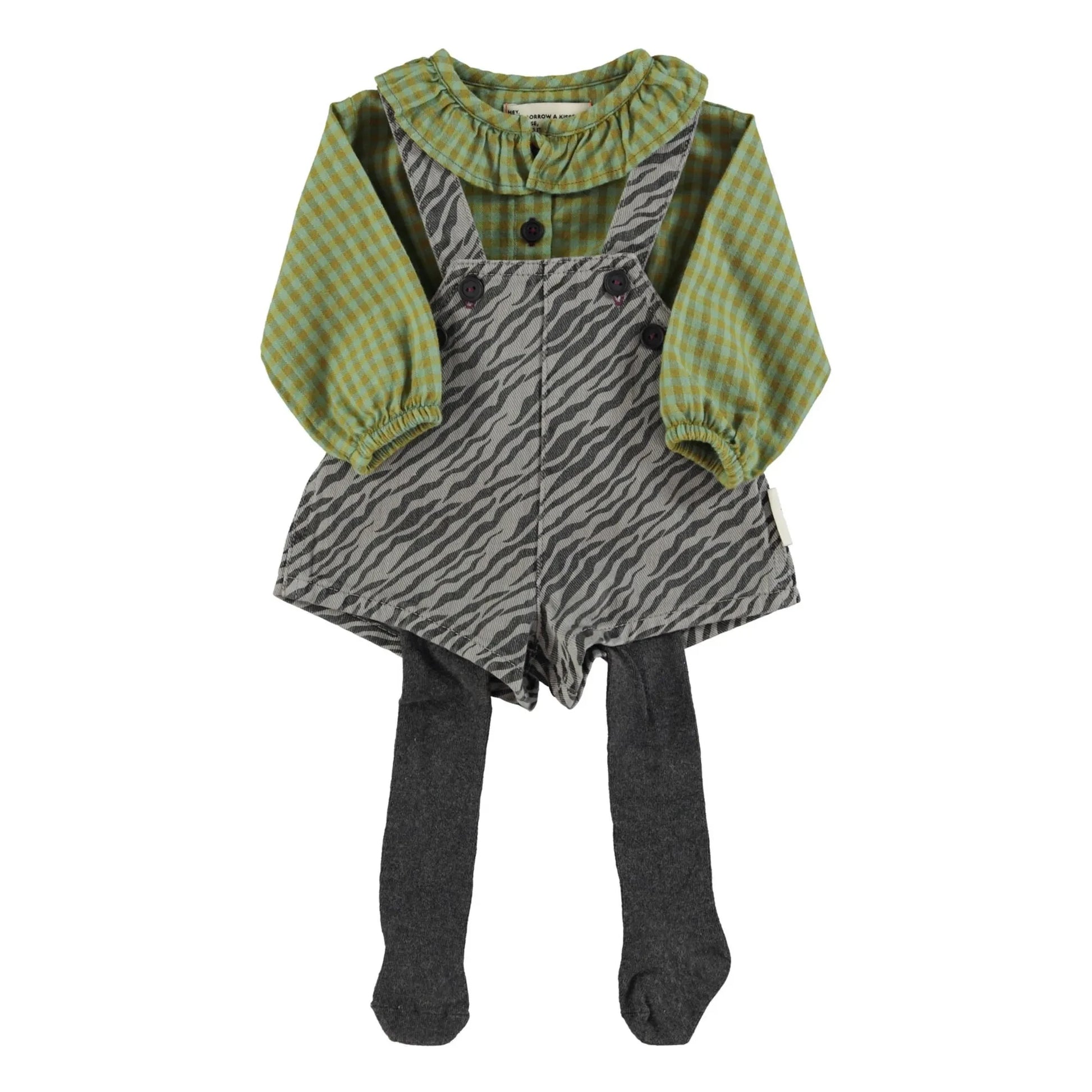 Piupiuchick - Zebra Short Dungarees | Grey