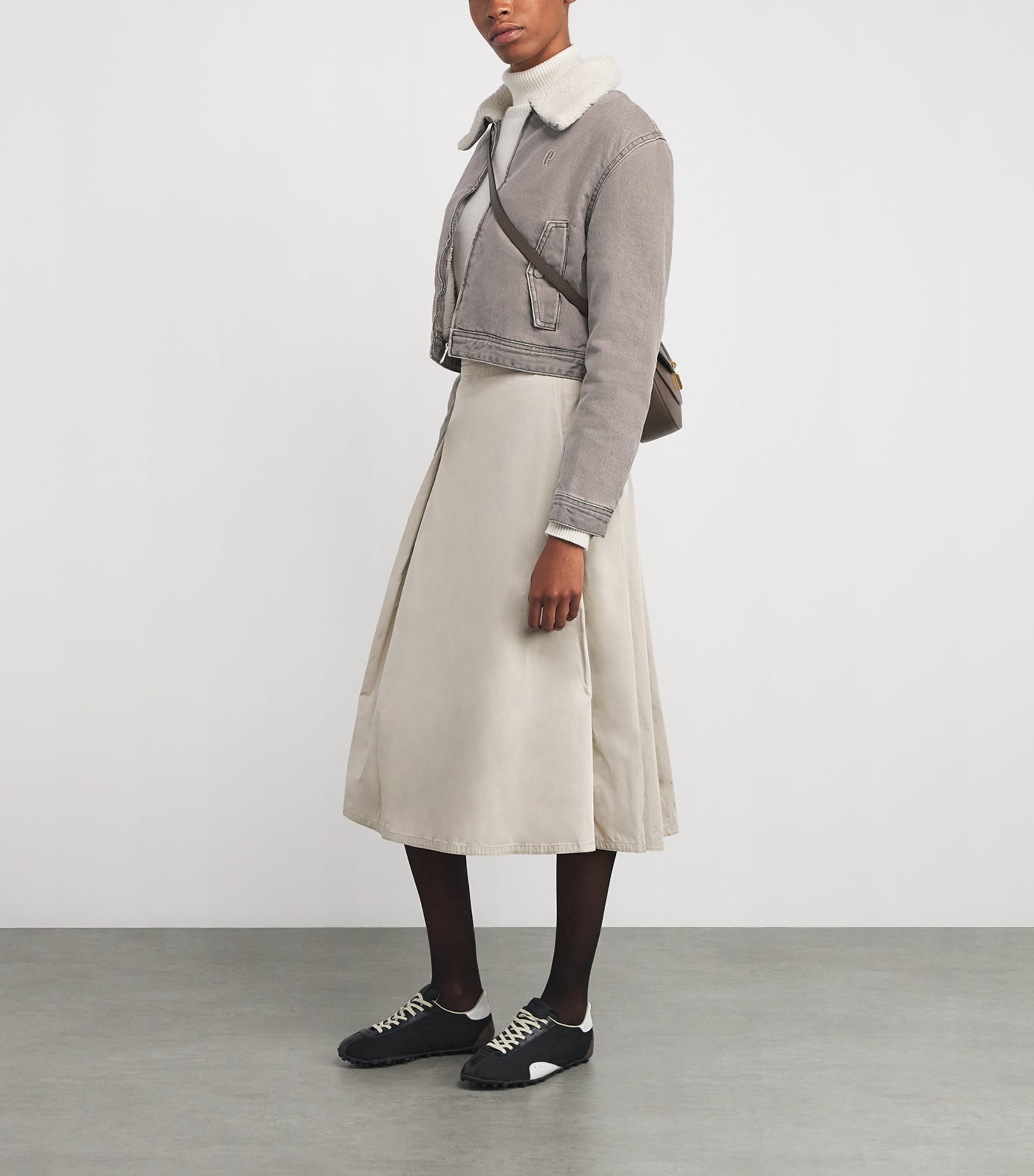 Claudie Pierlot White Fleece-Lined Denim Jacket