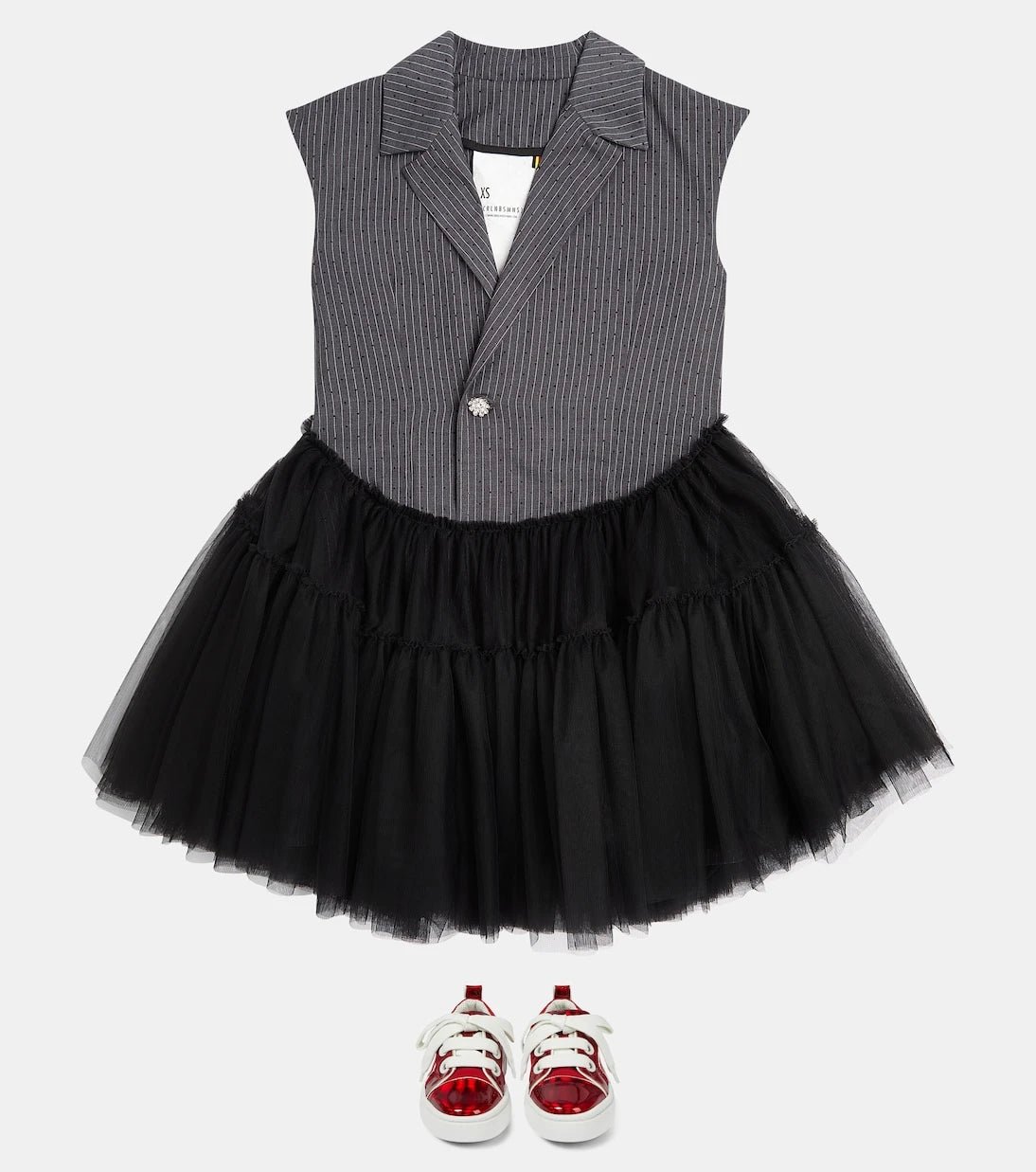Caroline Bosmans - Embellished pinstripe tulle dress