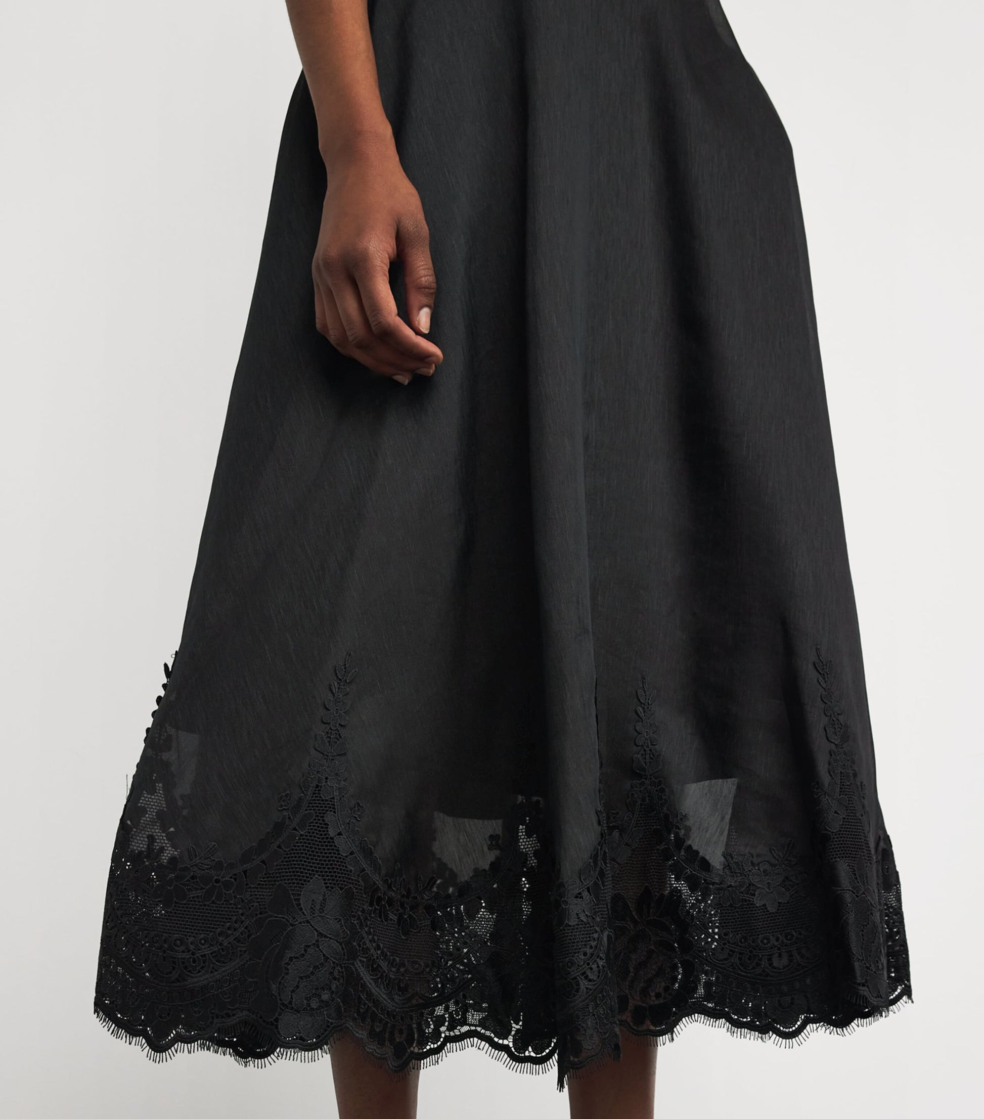 Black Linen-Silk Hypnotic Midi Dress