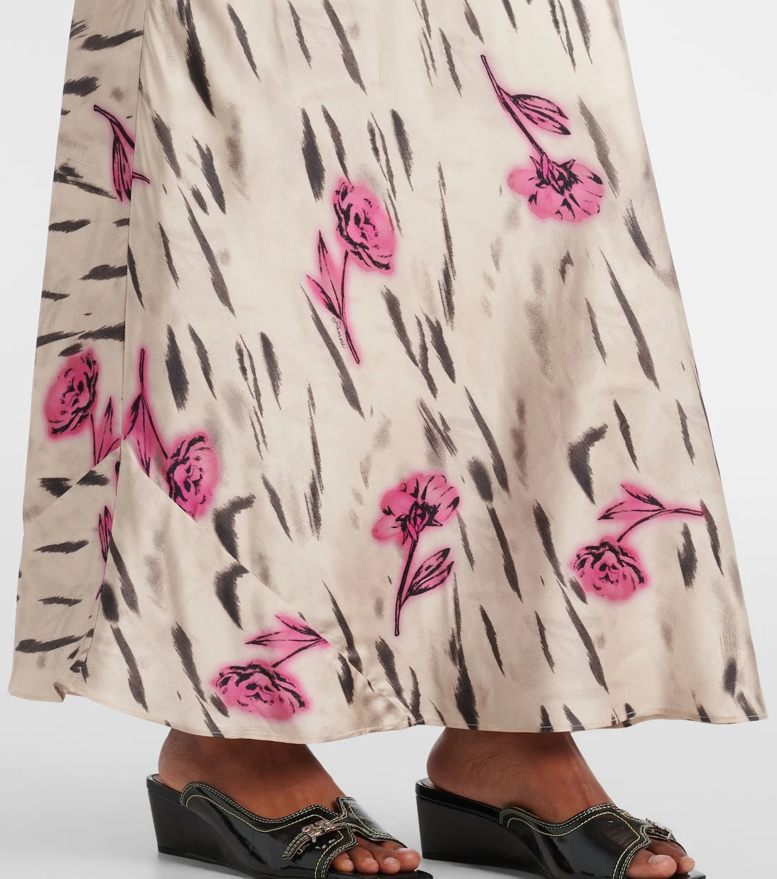 Ganni - Floral open-back satin maxi dress