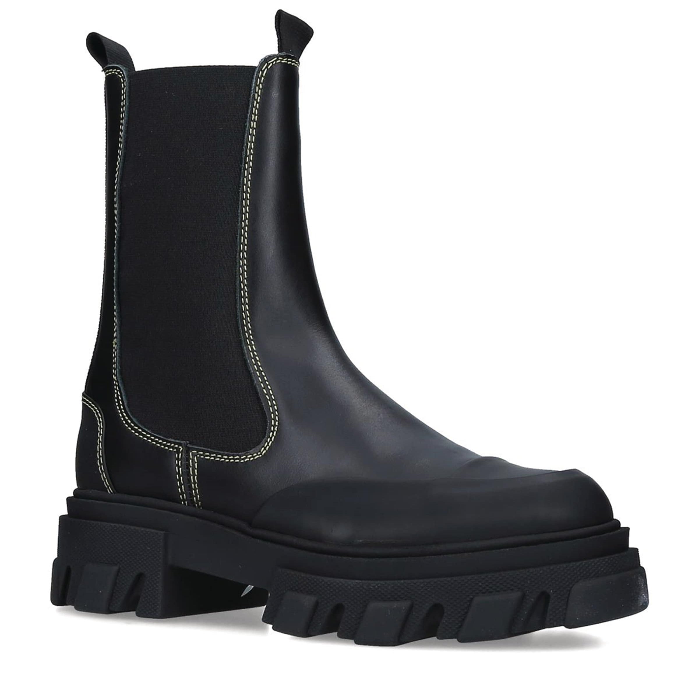 GANNI Black Leather XL Chelsea Boots