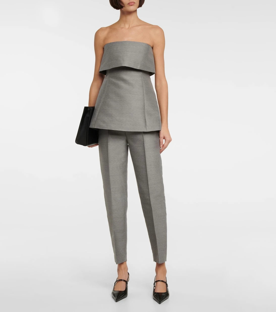 Toteme - Mid-rise straight cotton and wool-blend pants