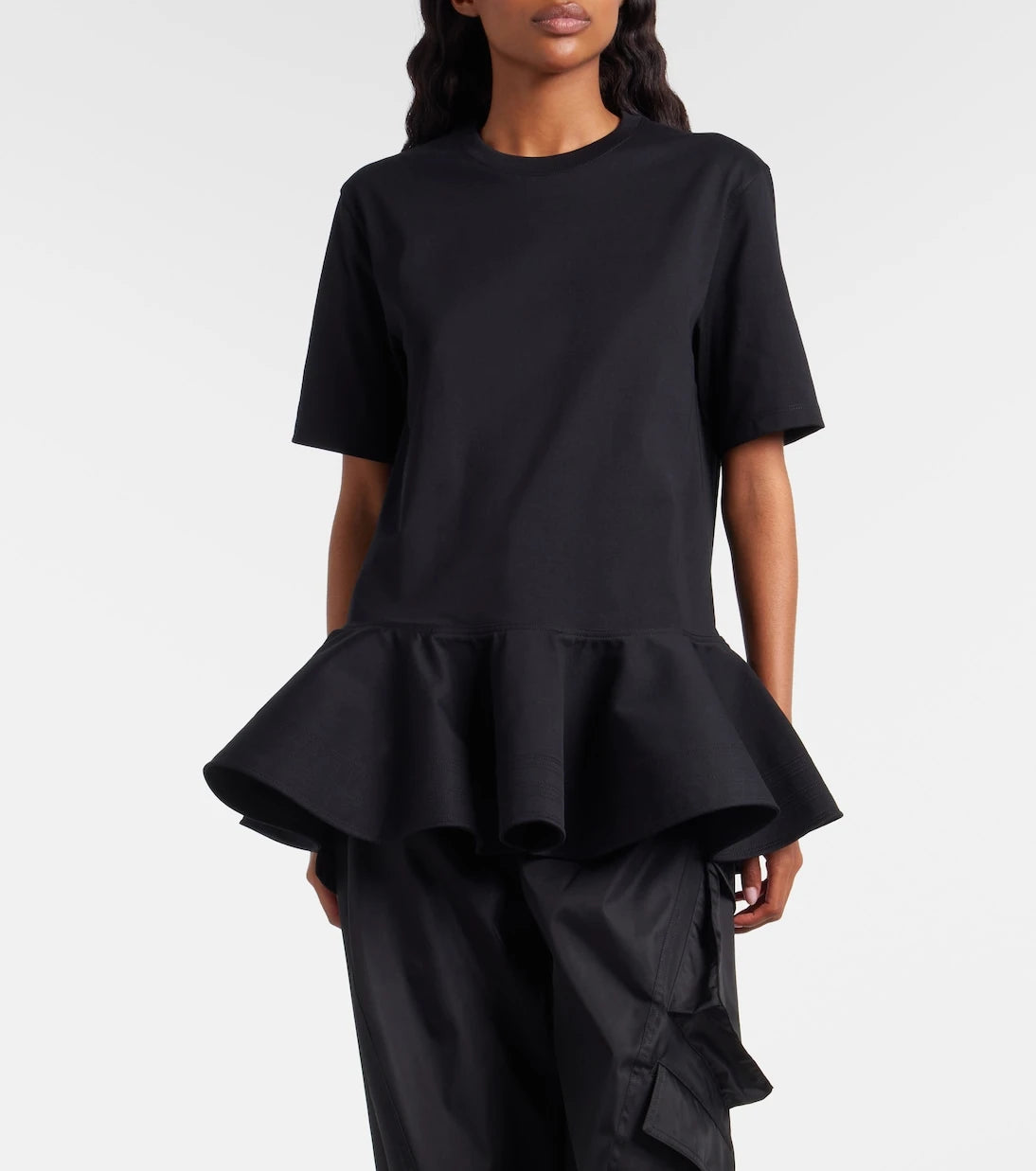 Alaïa - Peplum cotton jersey T-shirt