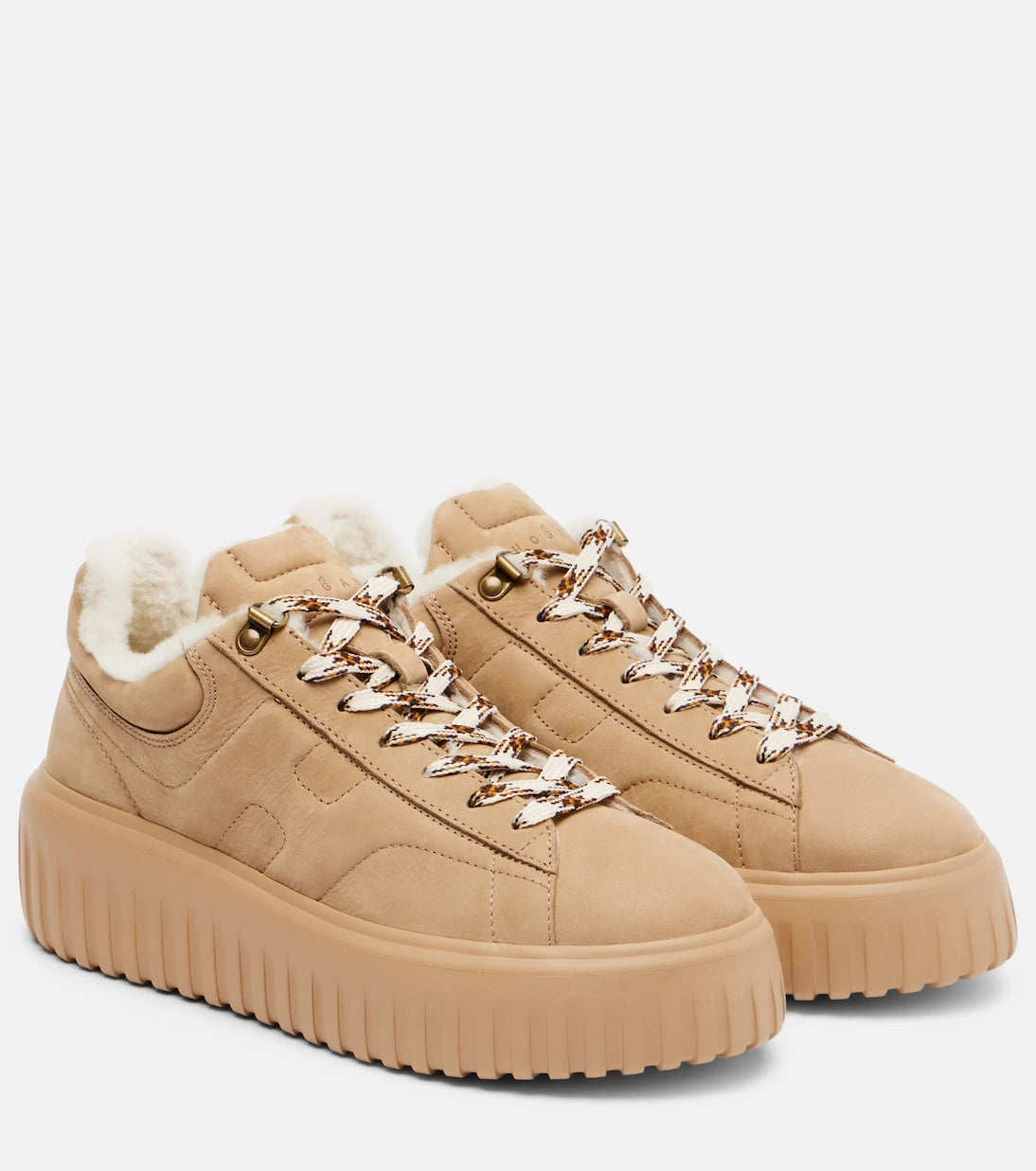 Hogan - H-Stripes shearling-lined suede sneakers