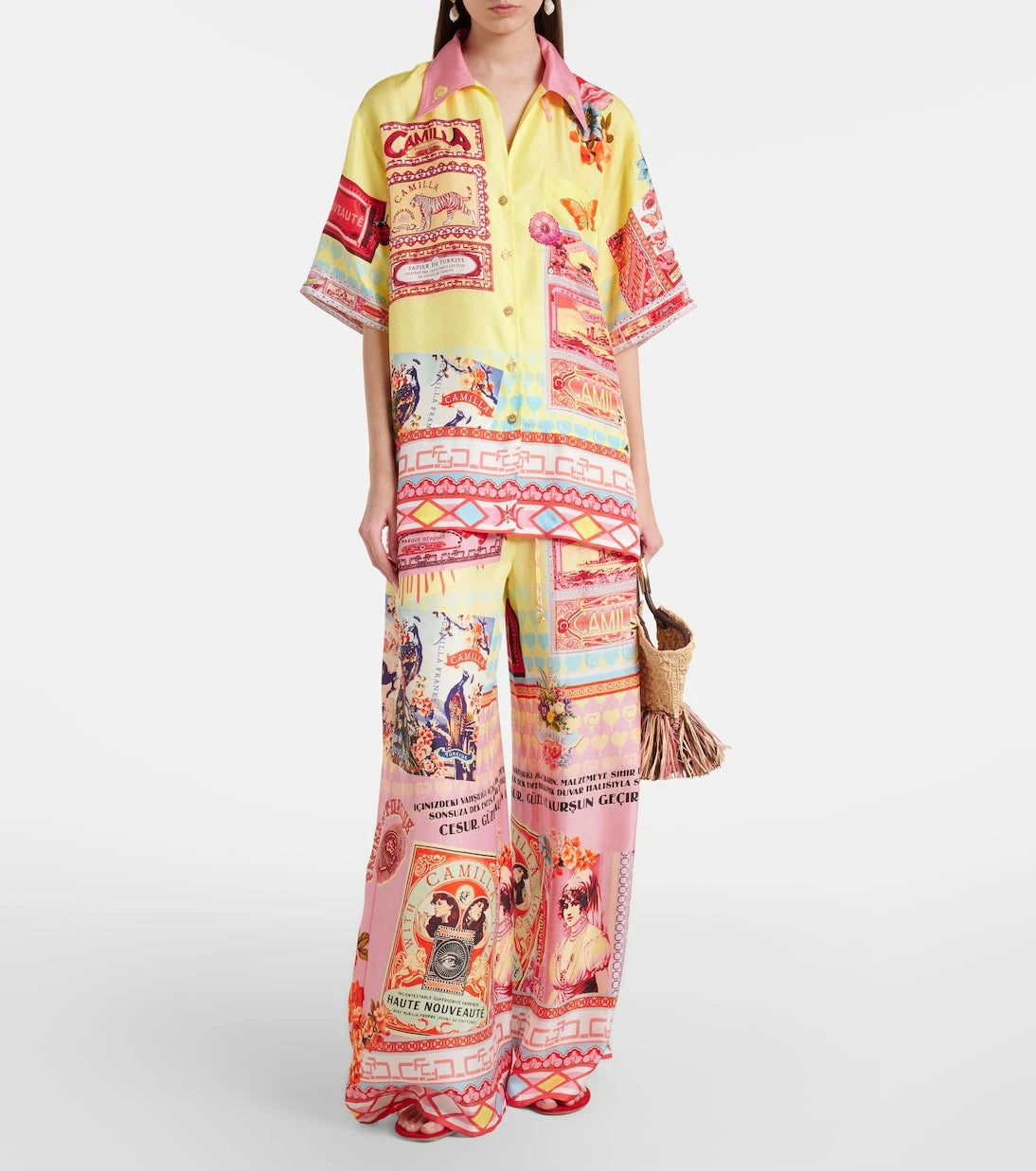 Camilla - Printed silk wide-leg pants