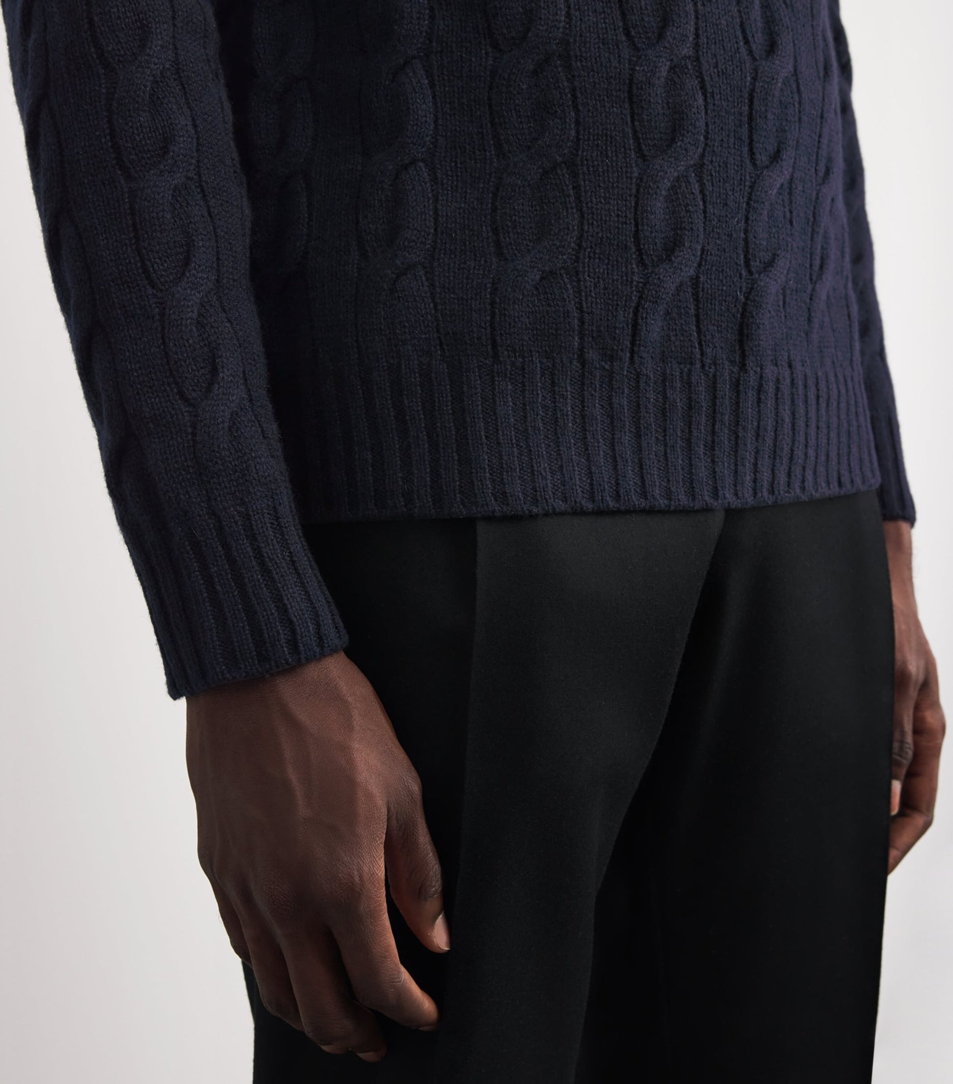 Ralph Lauren Purple Label Navy Cashmere Cable-Knit Sweater