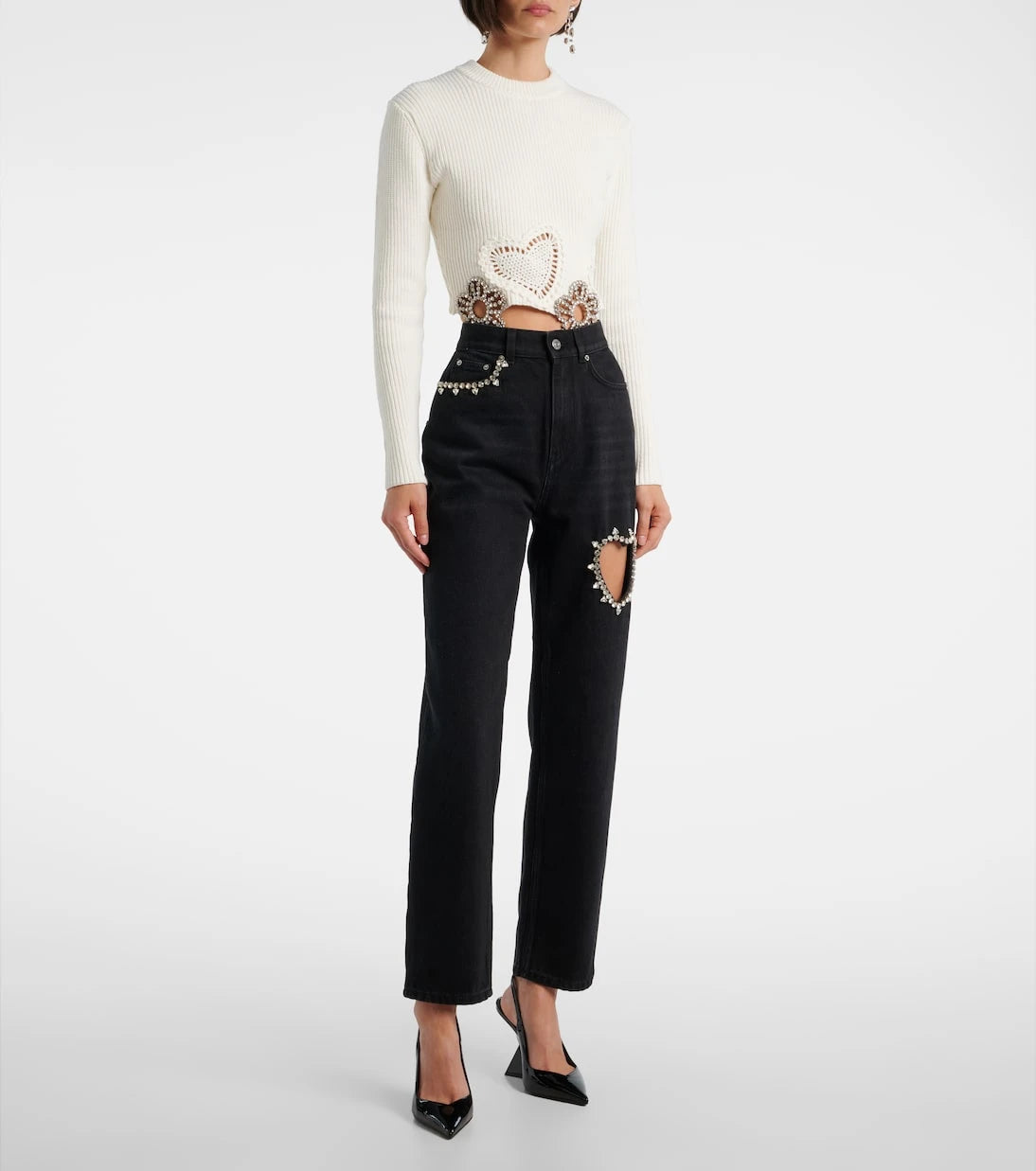 Area - Crystal-embellished straight jeans