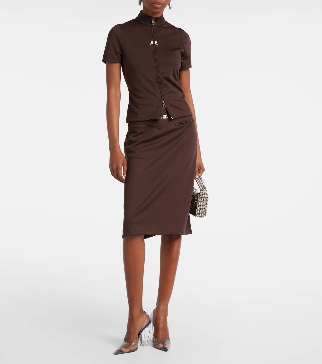 Courrèges - Interlock Tracksuit midi skirt