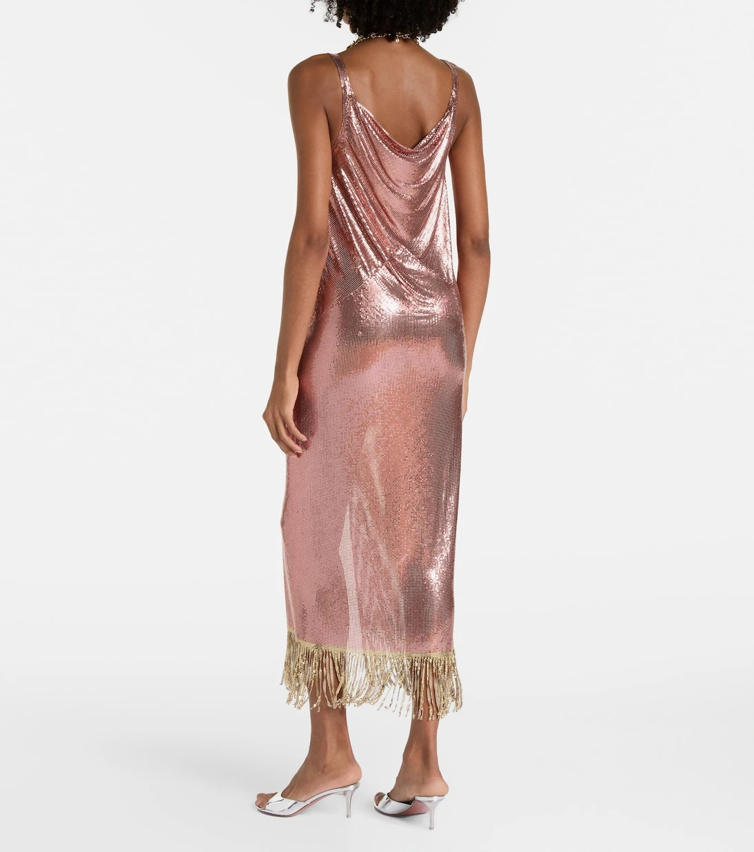 Rabanne - Fringed metallic midi dress