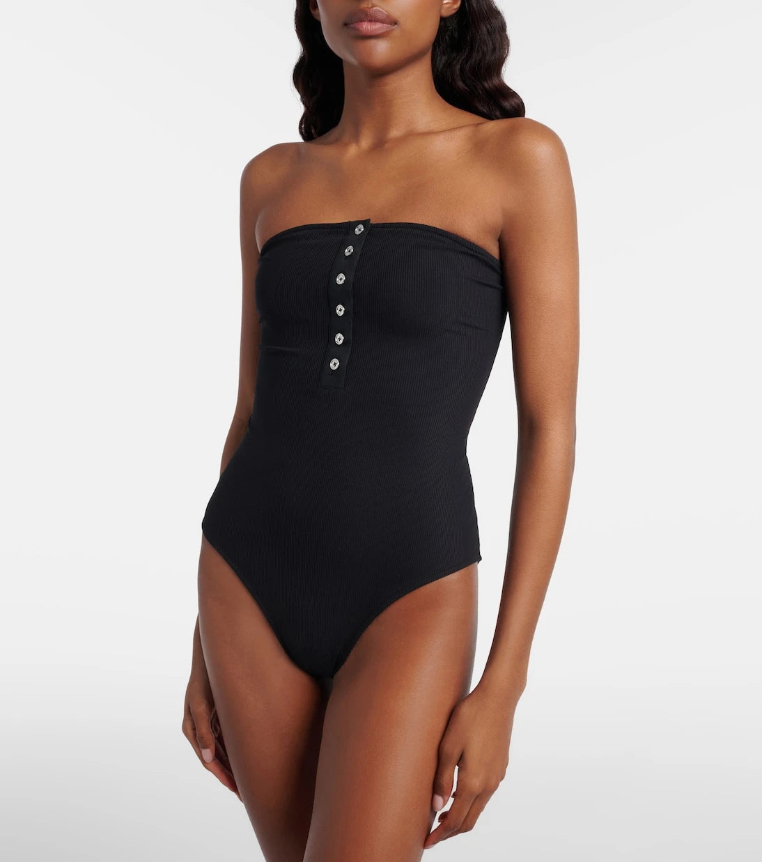 Toteme - Ribbed-knit bandeau swimsuit