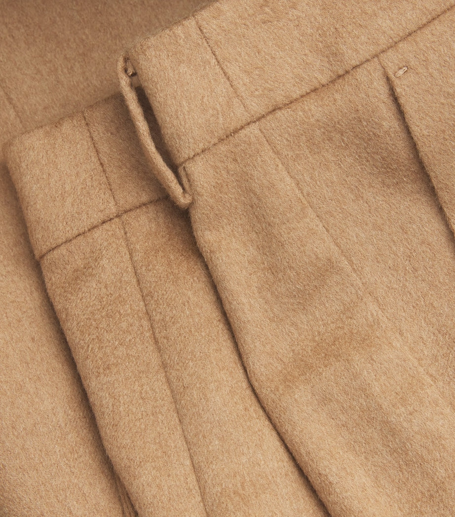 Beige Camelhair Wide-Leg Trousers