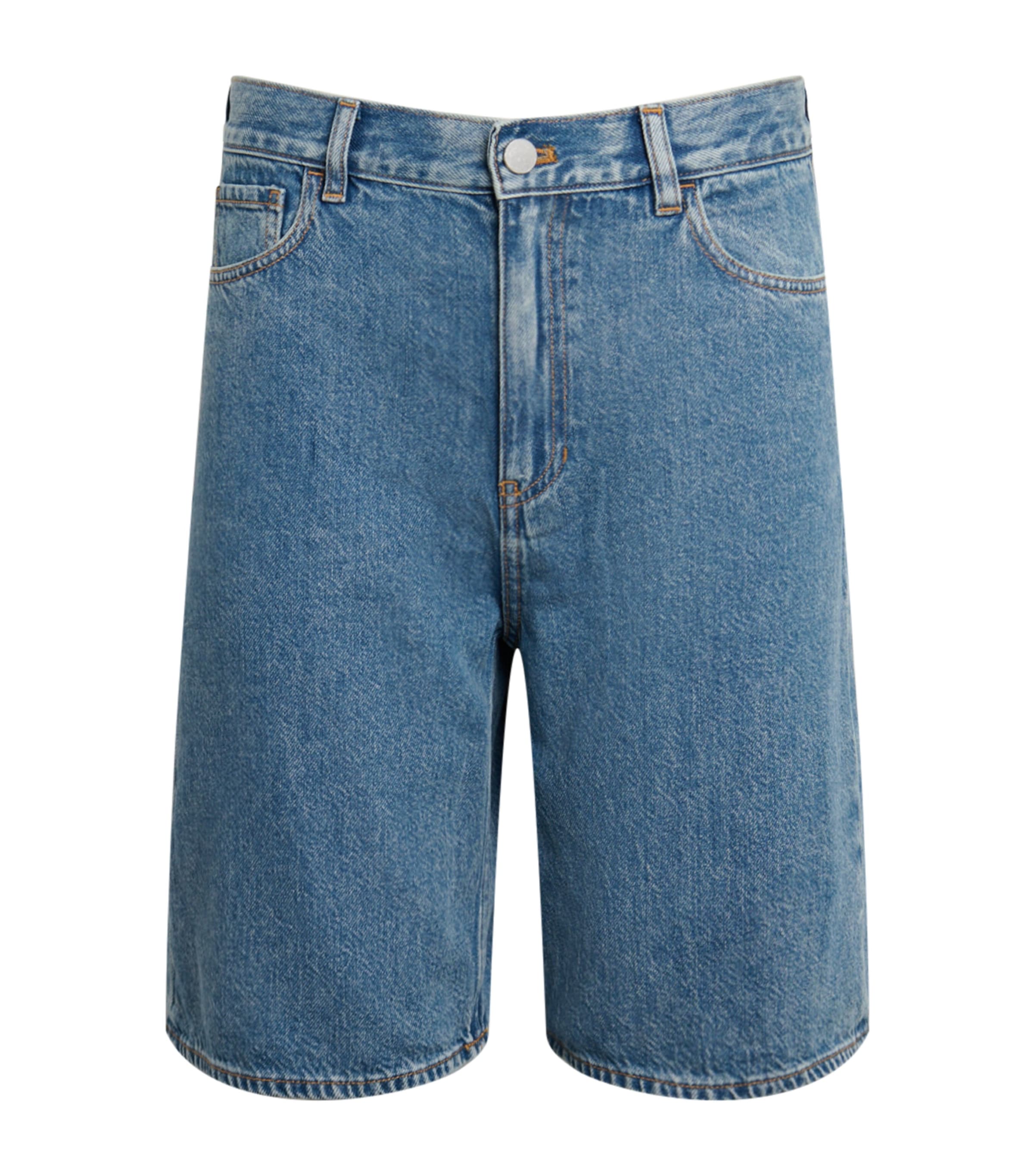Theory Blue High-Rise Relaxed Denim Shorts