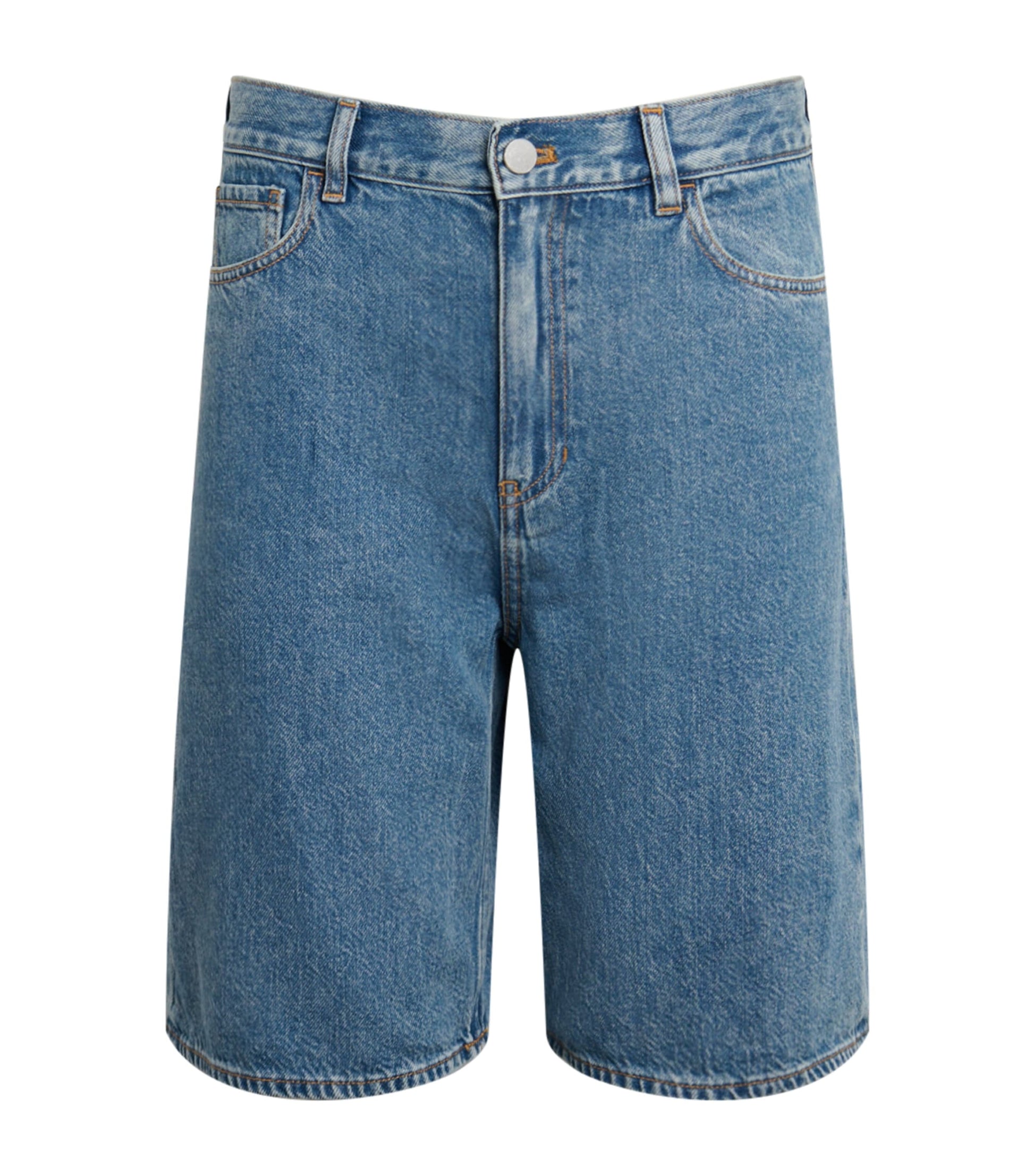 Theory Blue High-Rise Relaxed Denim Shorts