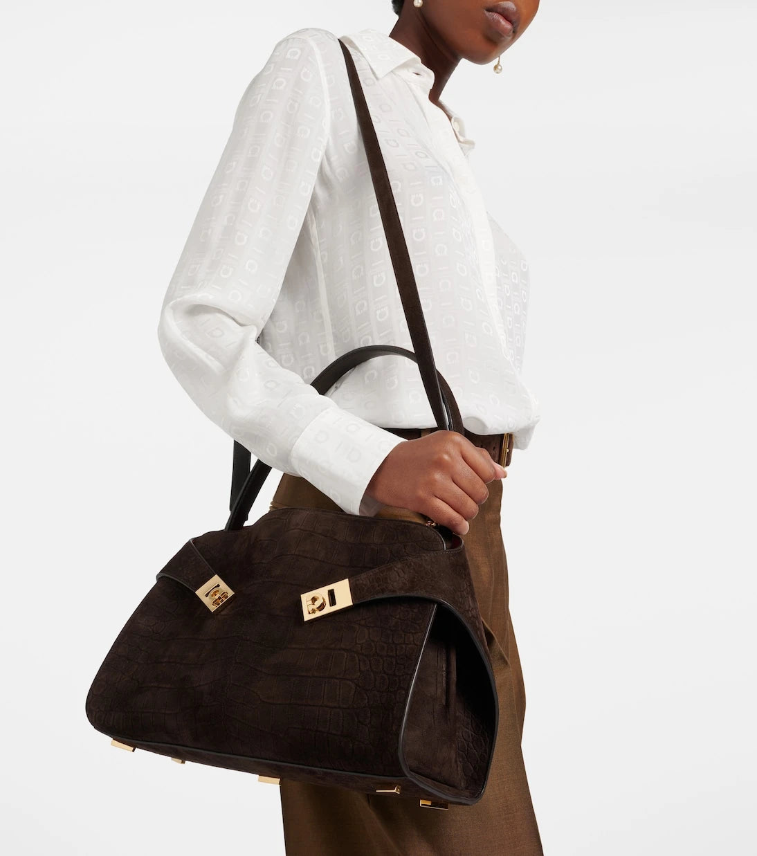 Ferragamo - Hug Small suede shoulder bag