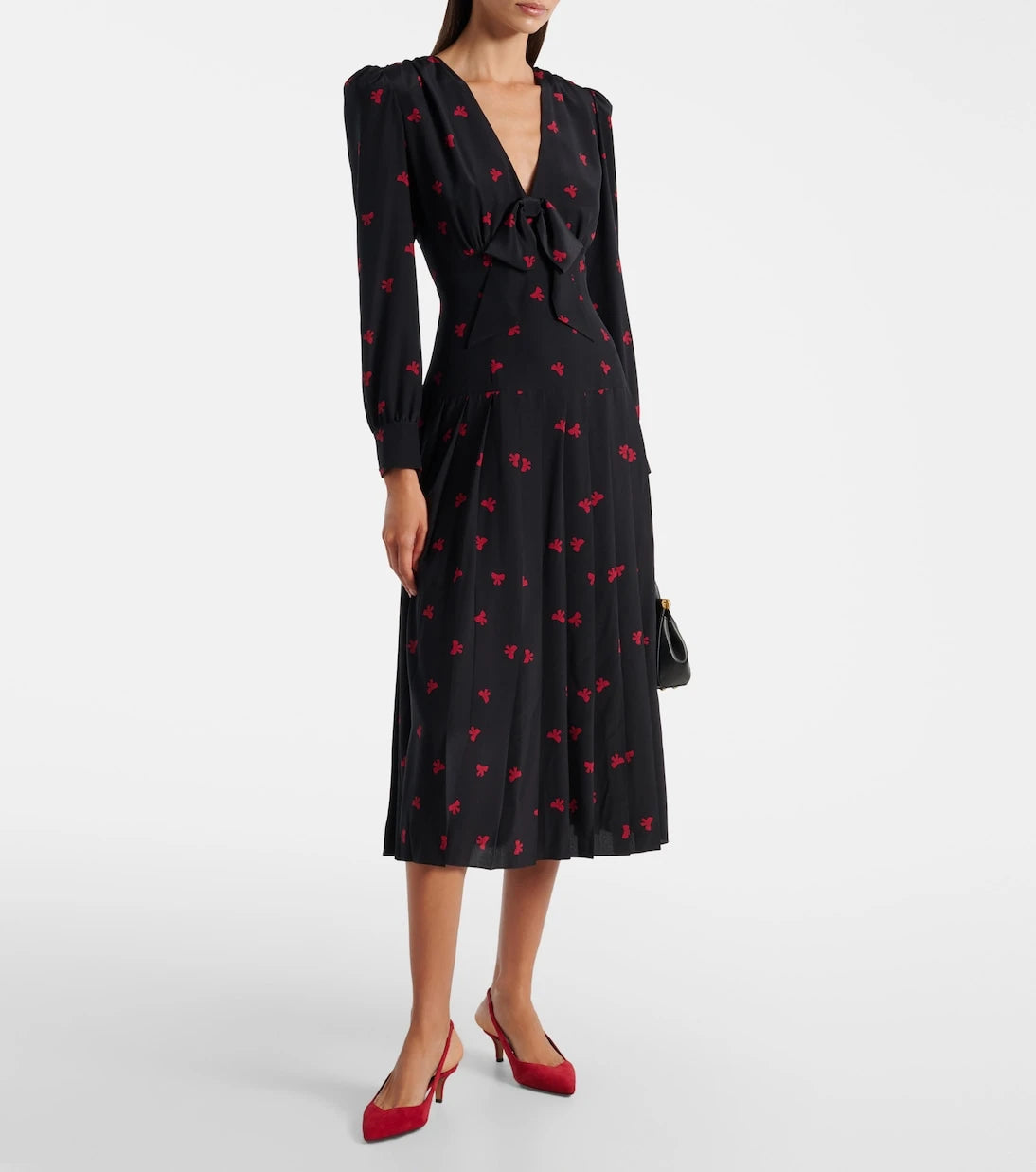 Alessandra Rich - Bow-detail printed silk midi dress