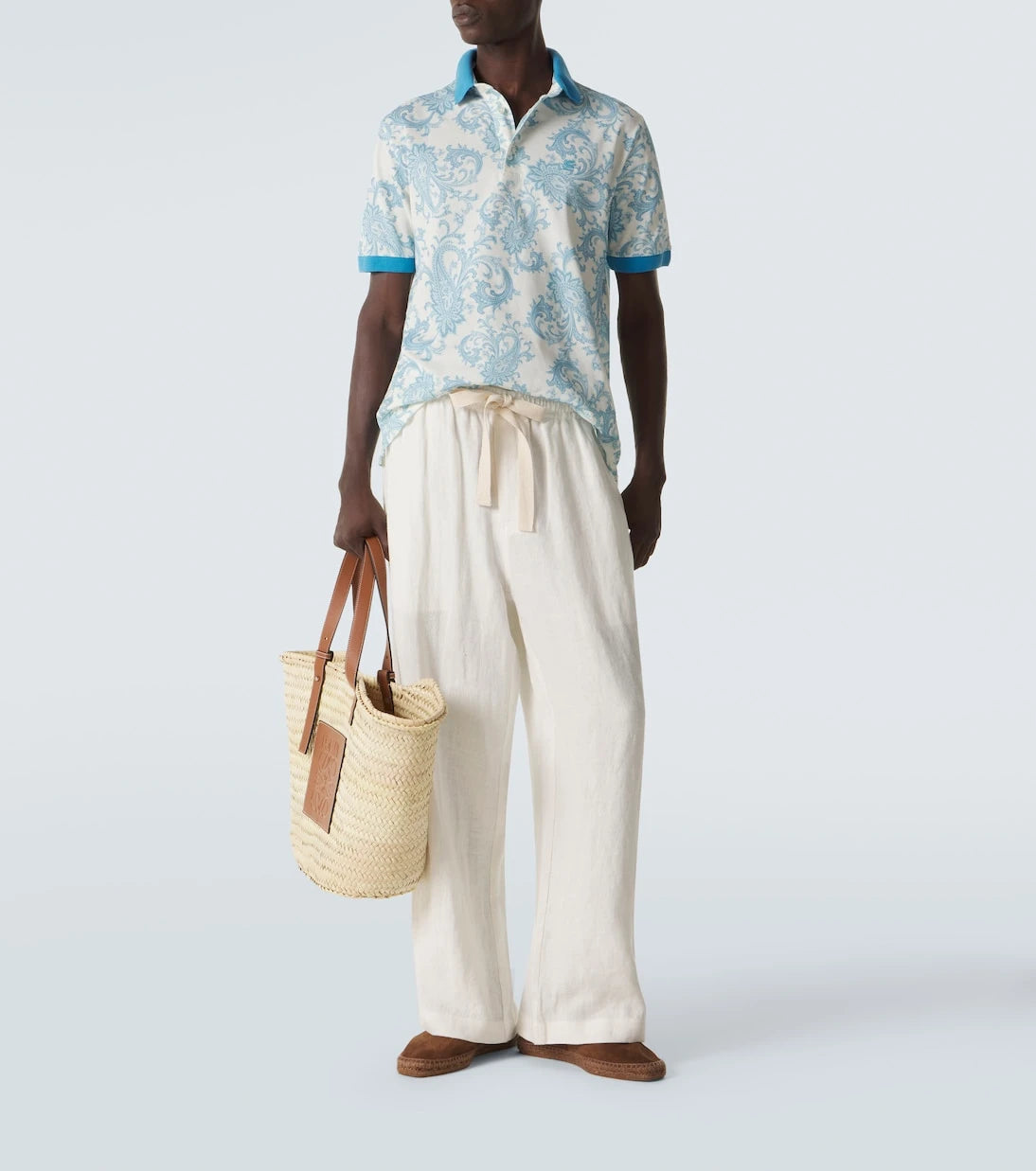 Etro - قميص بولو بيكيه قطني بنقشة البيزلي