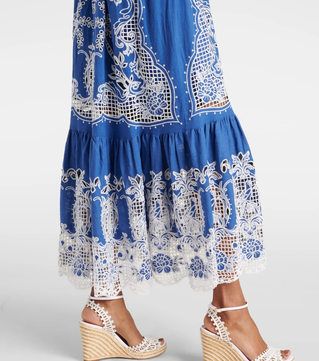 Farm Rio - Embroidered linen-blend maxi dress