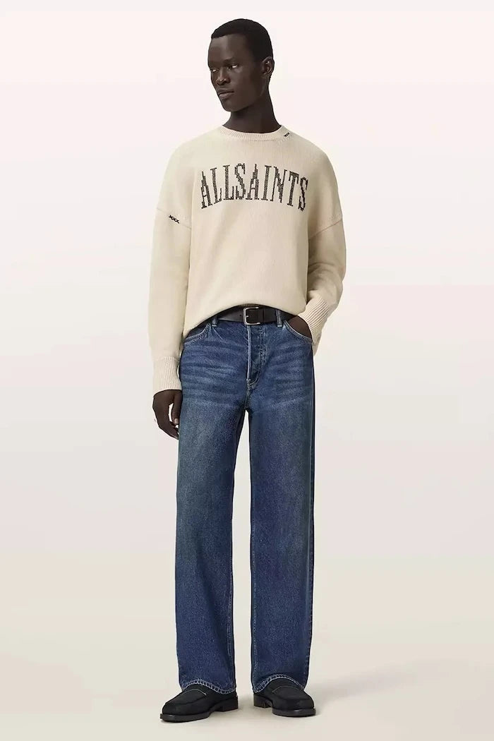 AllSaints erkek pamuklu oversize sweatshirt CROSSED