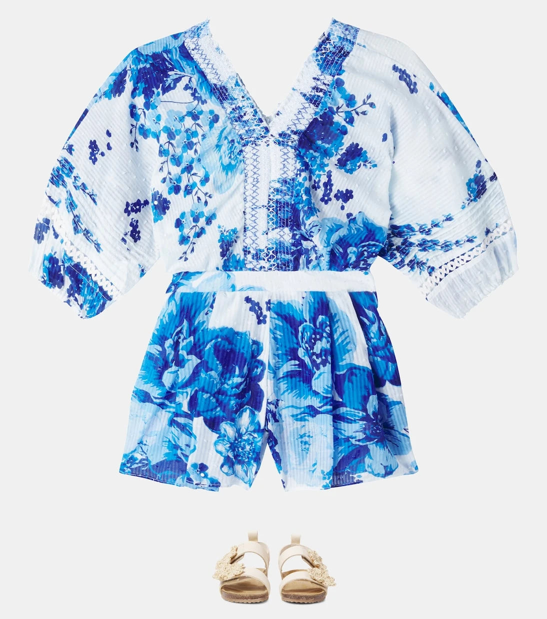 Poupette St Barth Kids - Floral cotton playsuit