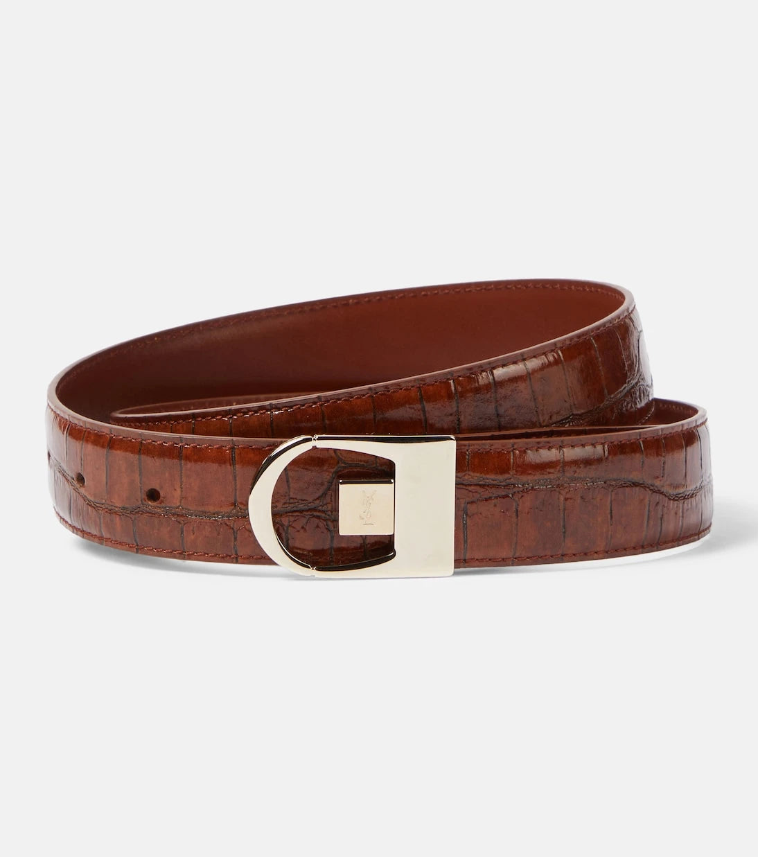 Saint Laurent - Reversible croc-effect leather belt