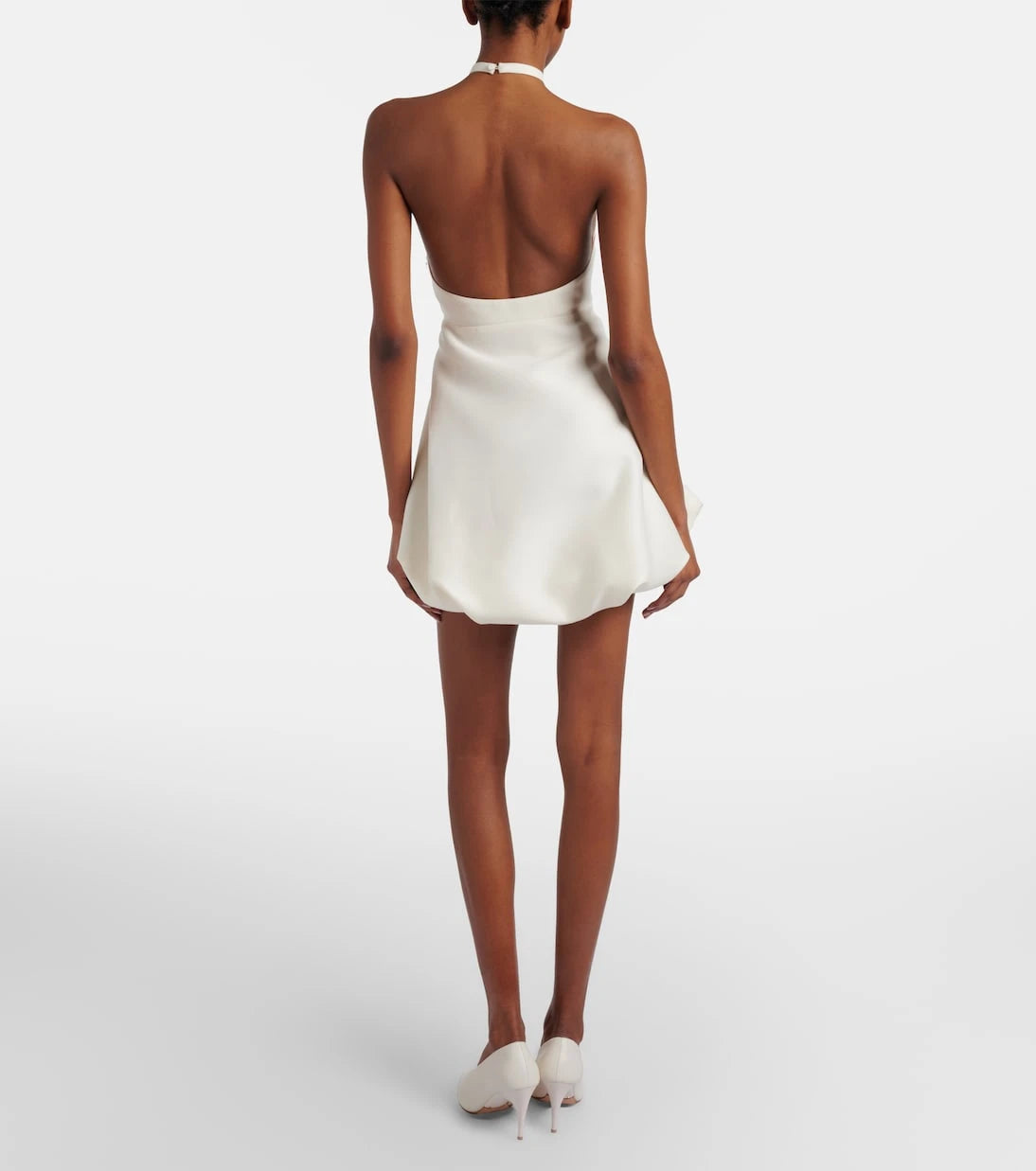 Balenciaga - Halterneck peplum wool and silk minidress