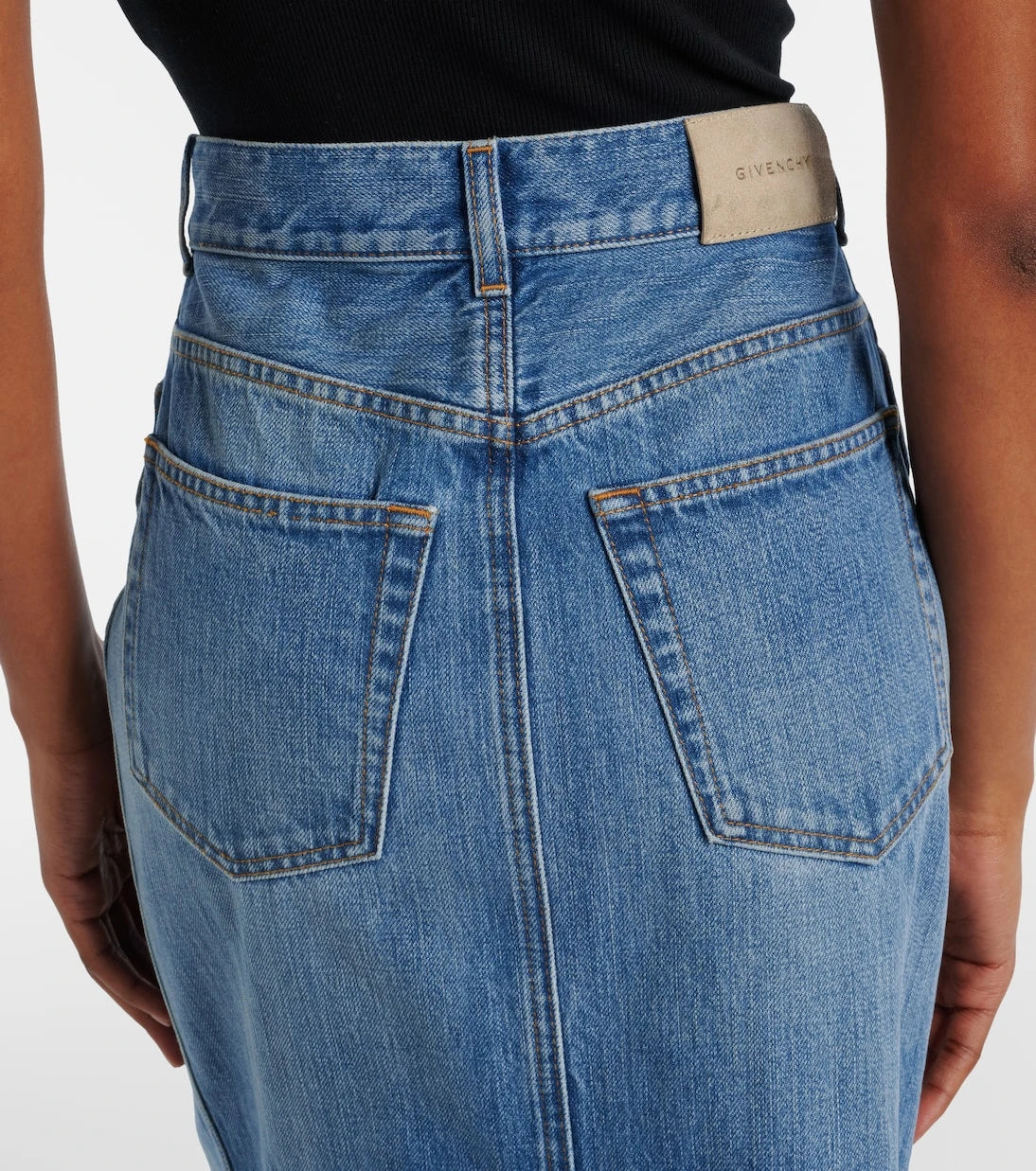 Givenchy - High-rise denim midi skirt