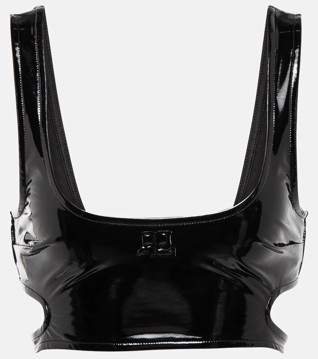 Courrèges - Faux leather cutout crop top