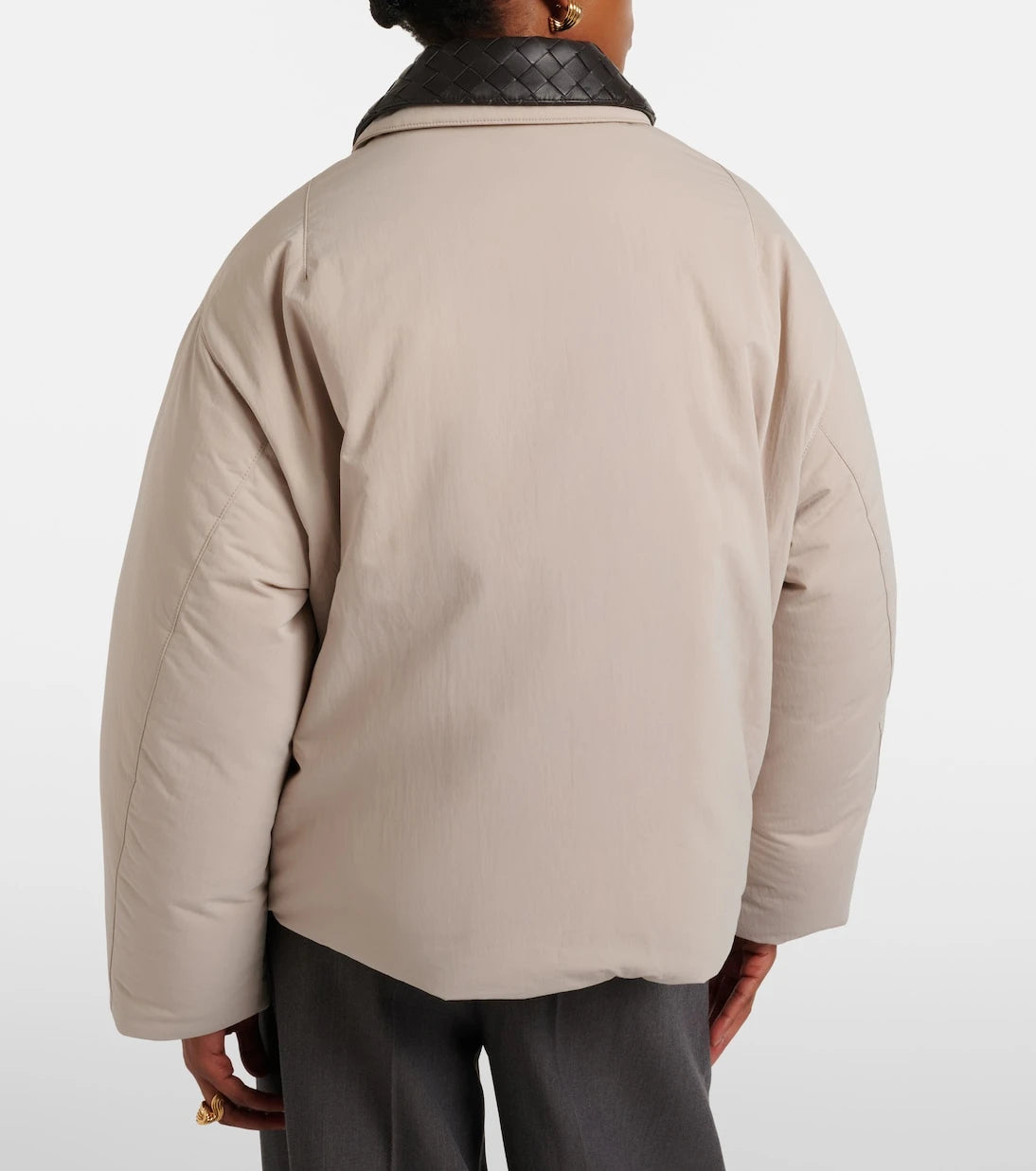 Bottega Veneta - Intrecciato leather-trimmed down jacket