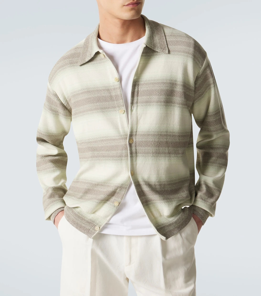 Auralee - Striped cotton and silk cardigan