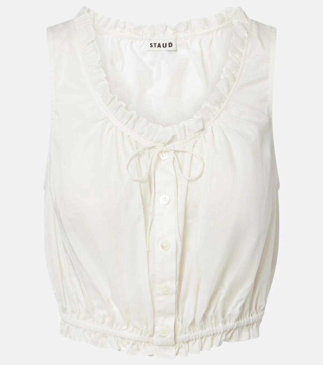 Staud - Sicilia lace-trimmed cotton voile top