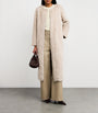 Yves Salomon Beige Wool-Fur Longline Coat