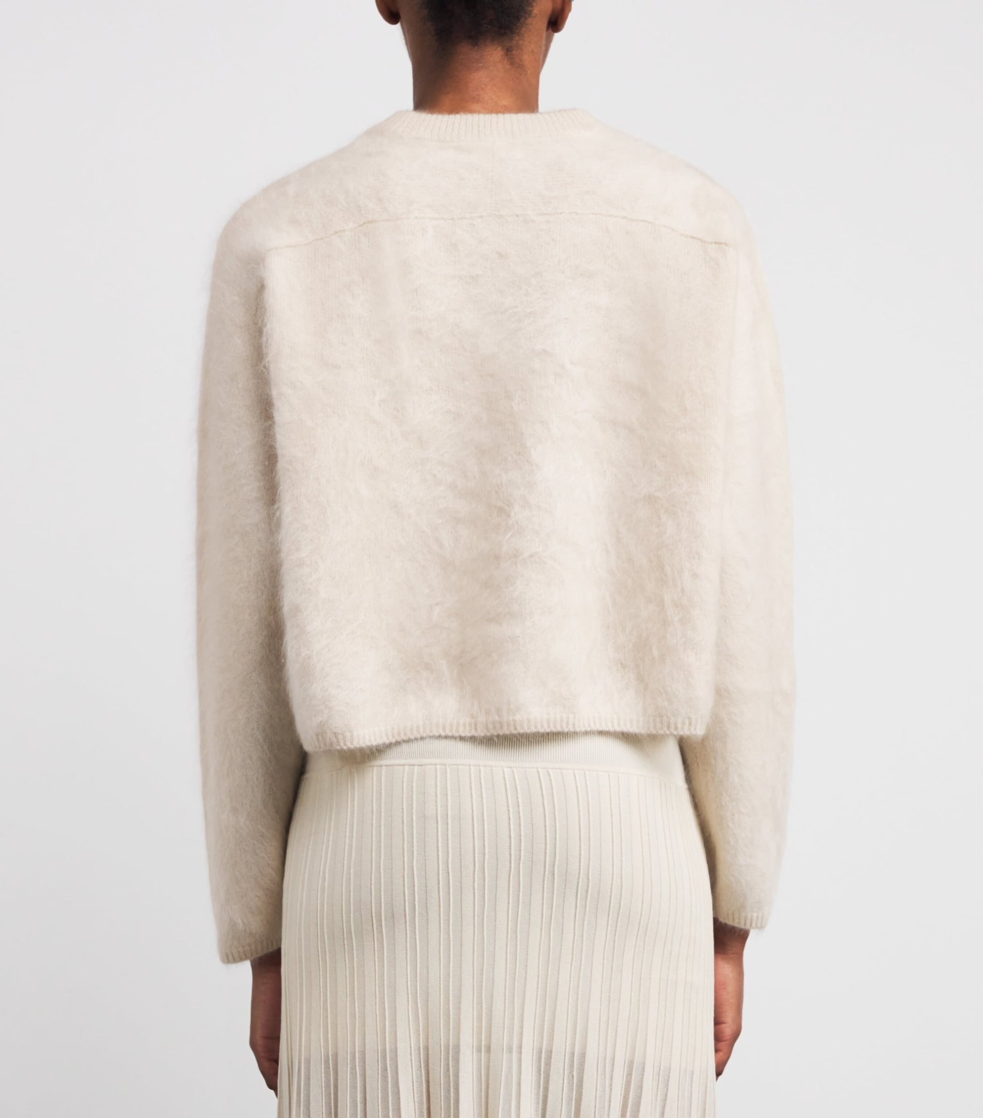 Soft Goat Ivory Brushed Cashmere Crew-Neck Sweater