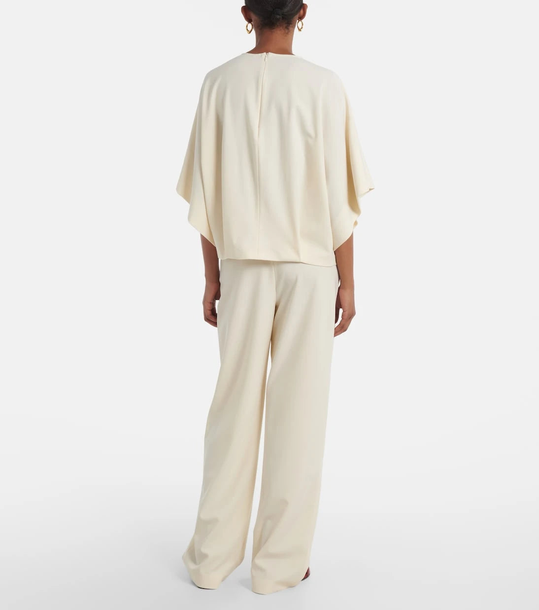 Fforme - Tenley draped wool-blend crêpe top
