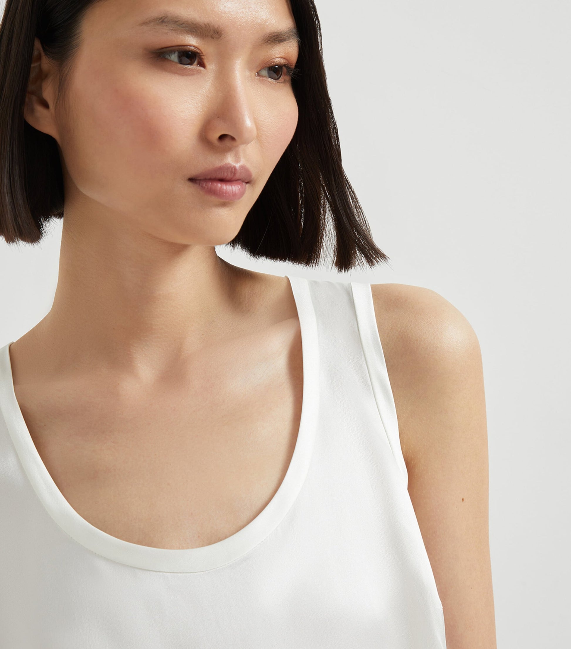 Brunello Cucinelli White Stretch-Silk Satin Reversible Tank Top