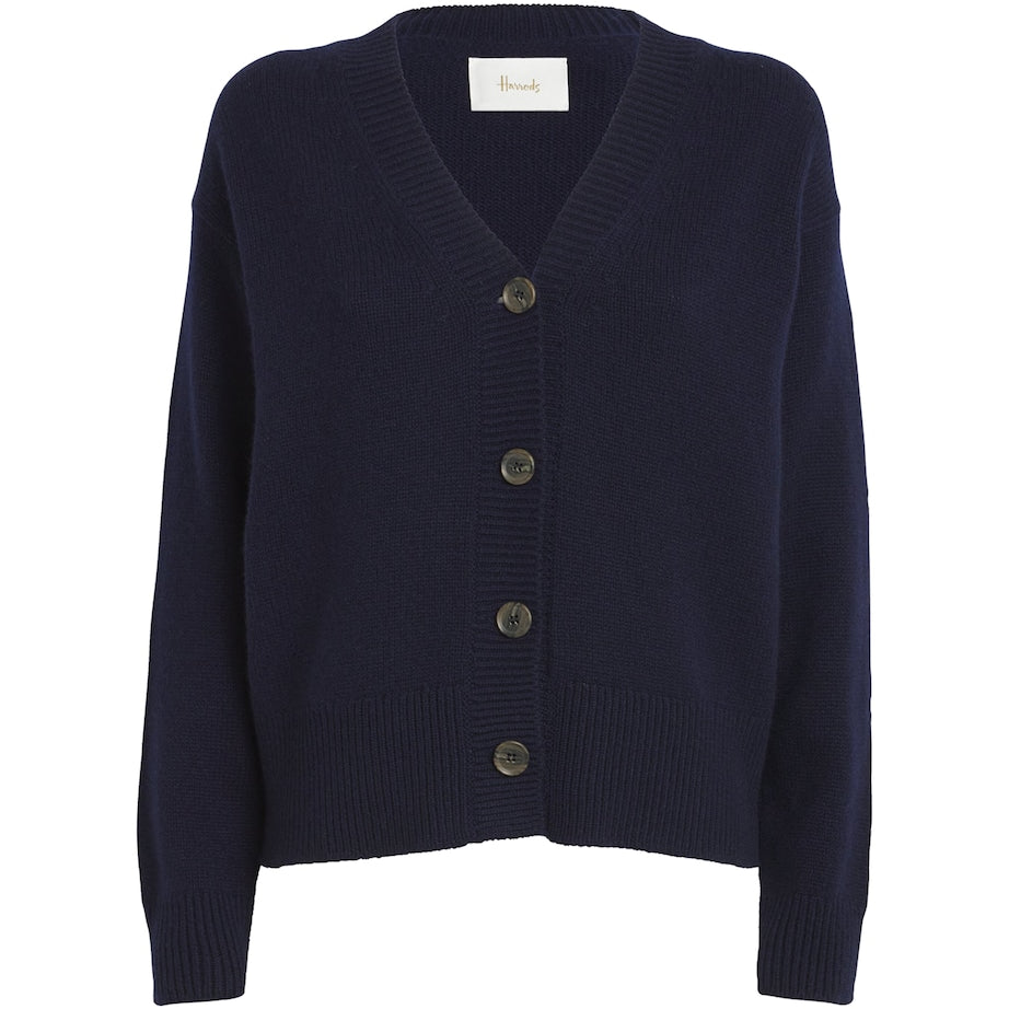 Navy Cashmere Boxy Cardigan