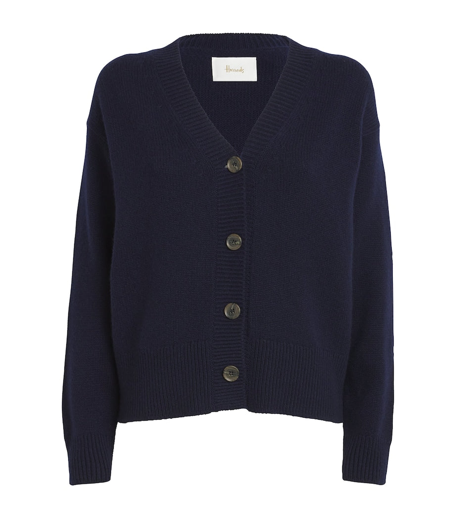 Navy Cashmere Boxy Cardigan