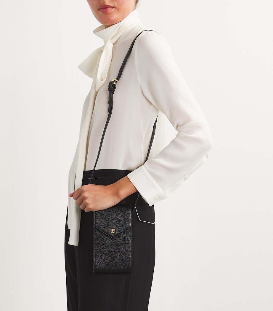 Black Leather Phone Pouch