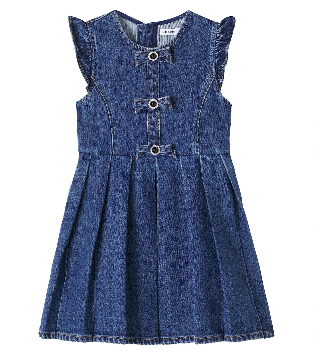 Self-Portrait Kids - Bow-detail denim dress