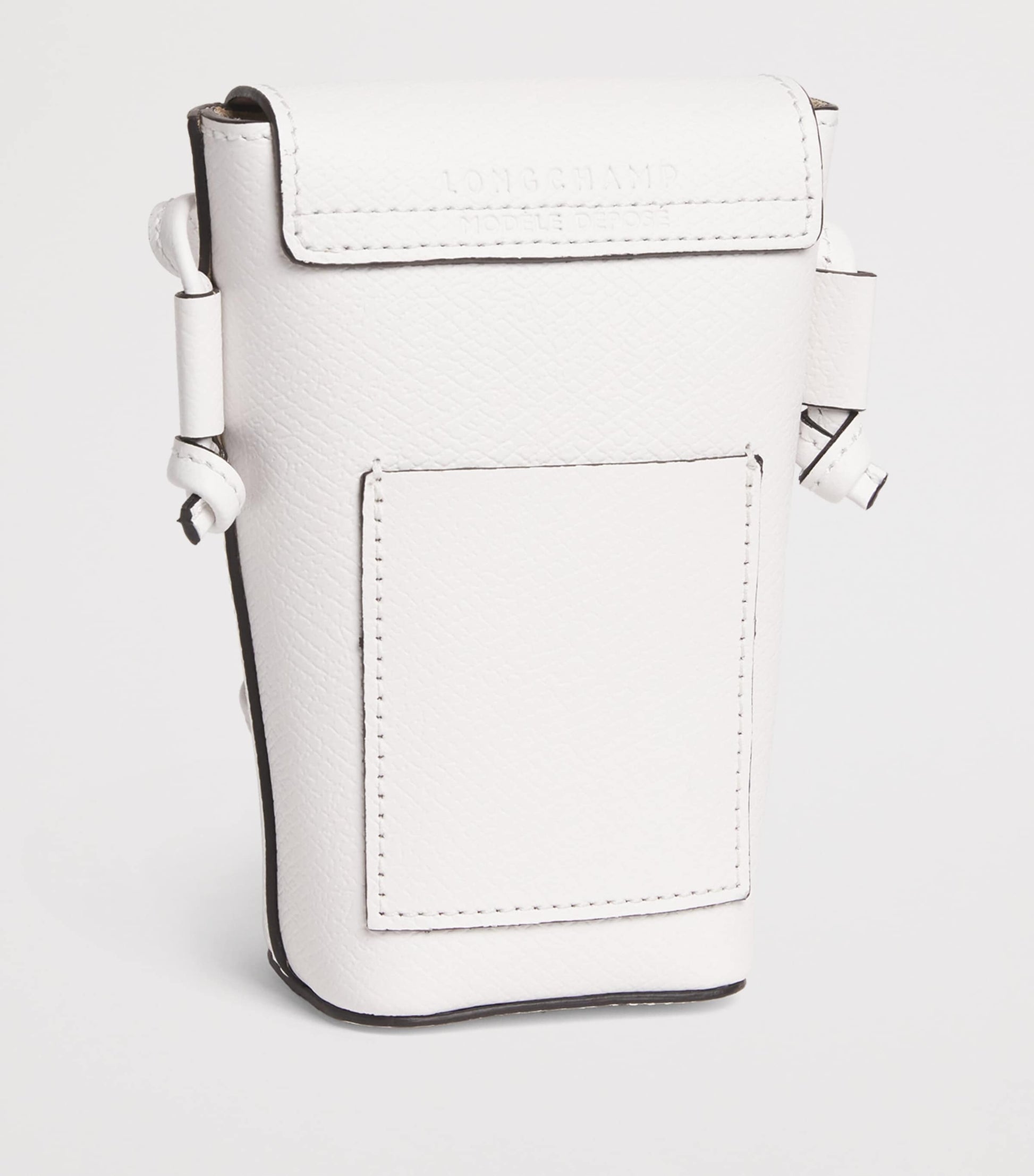 Longchamp White Leather Épure Phone Case with Strap