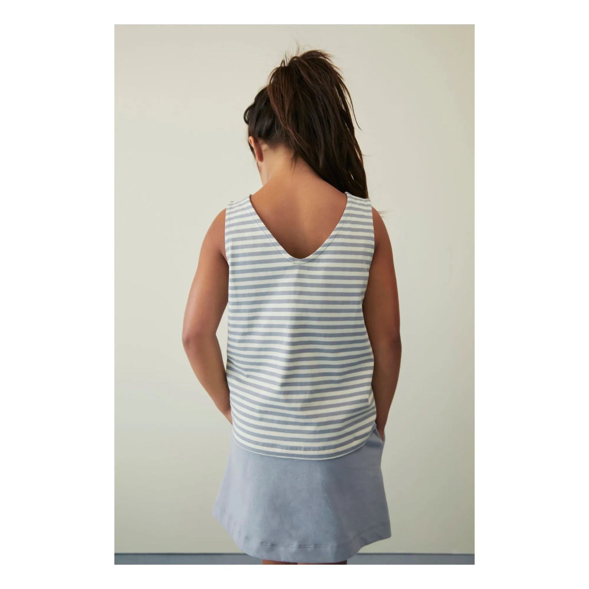 Gray Label - Striped Organic Cotton Boxy Top | Ice Blue