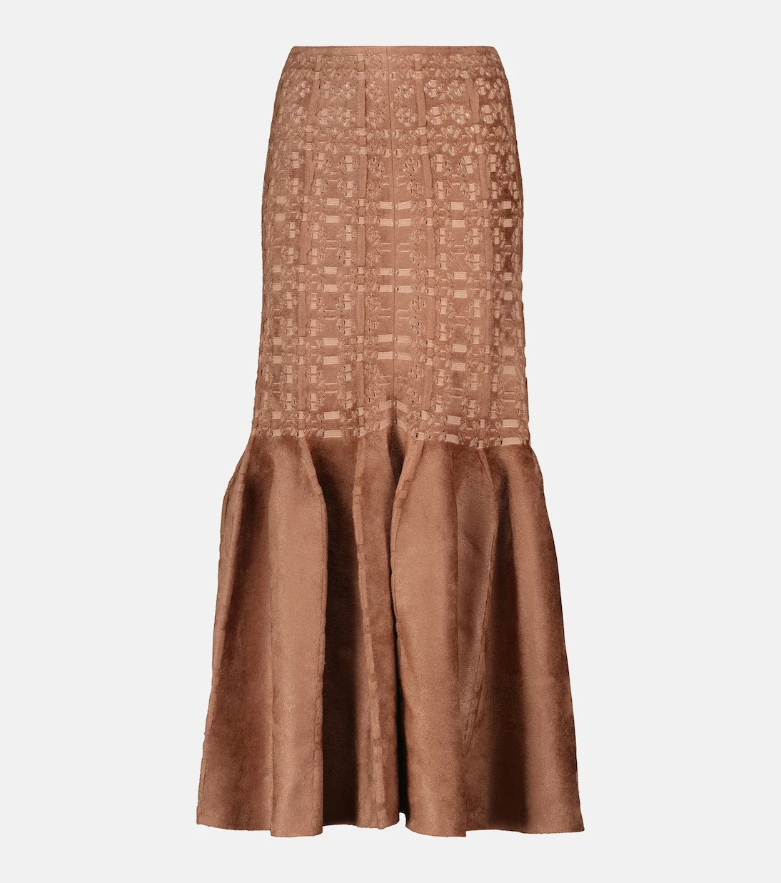 Alaïa - Lace-trimmed velvet midi skirt