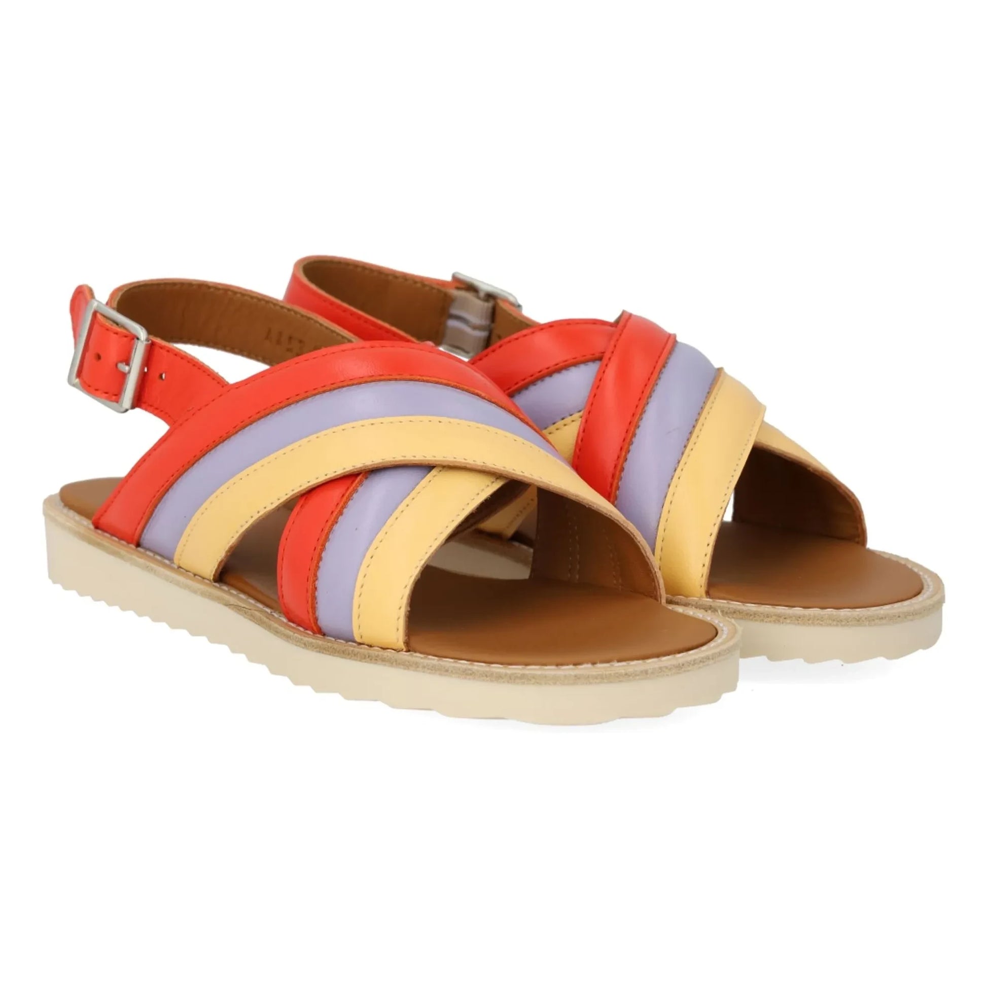 Angulus - Color Block Crossover Sandals | Pale yellow