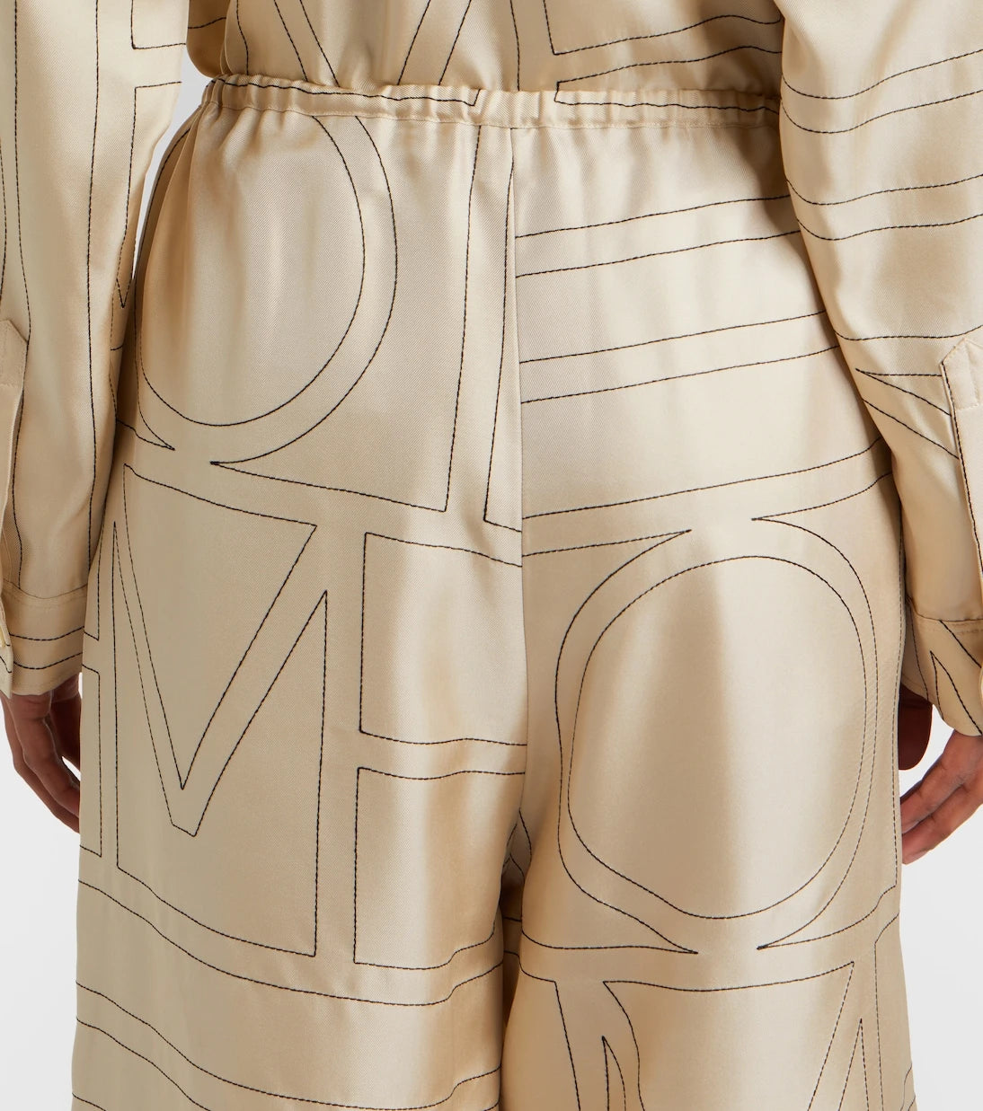 Toteme - Embroidered silk satin Bermuda shorts