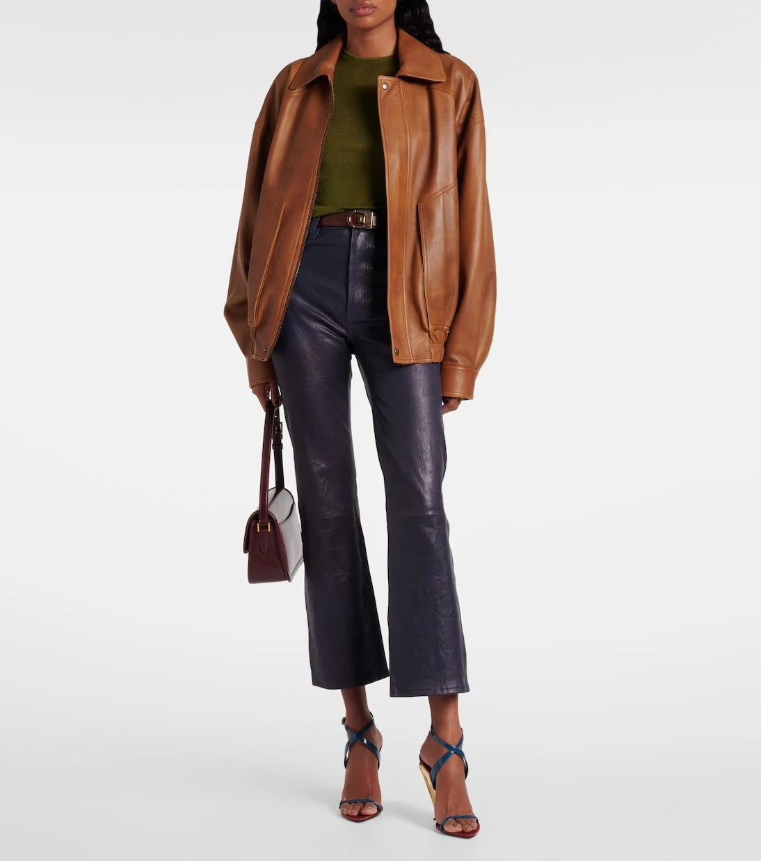 Frame - Reboot Crop leather bootcut pants