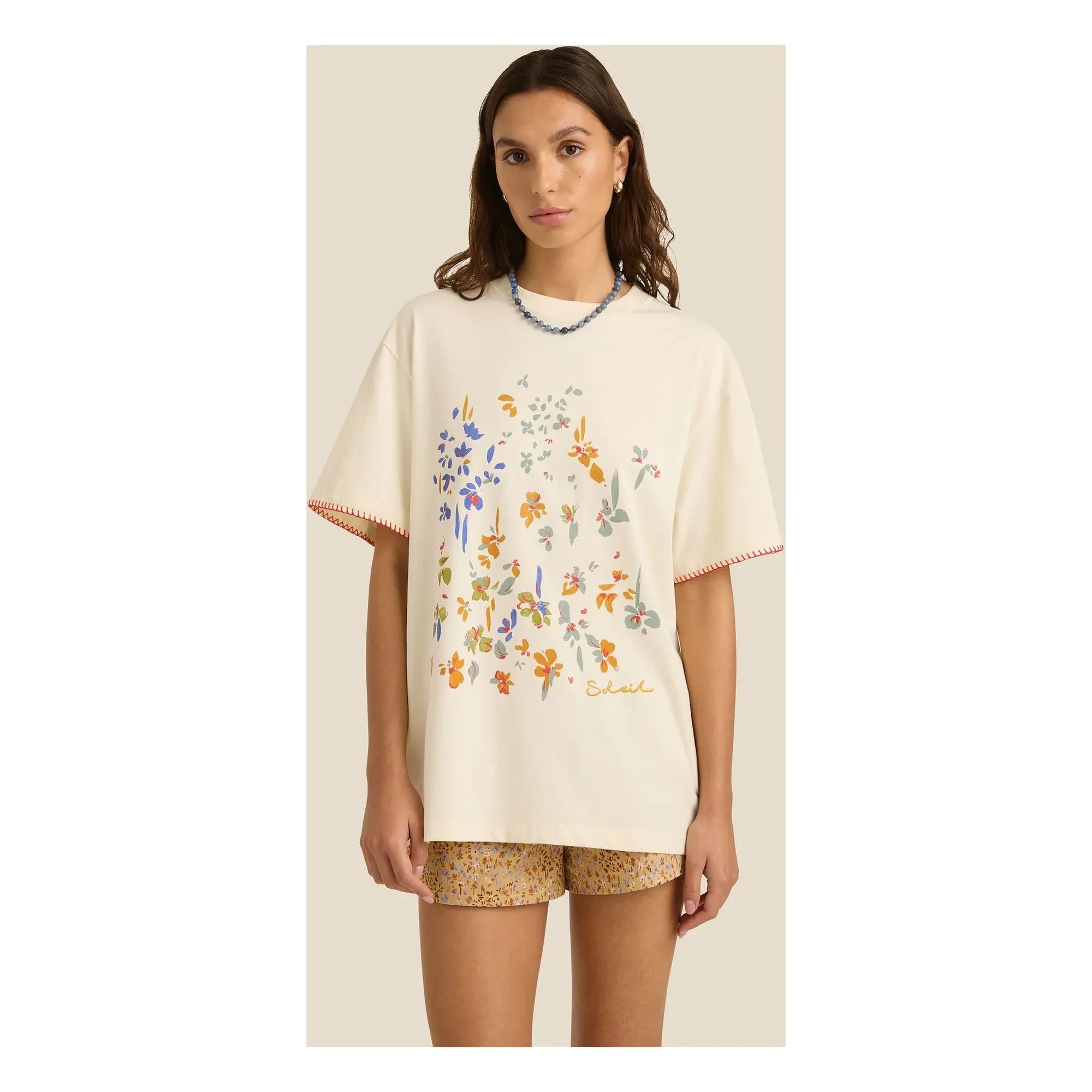 Soleil Soleil - Posy Organic Cotton T-Shirt | Beige