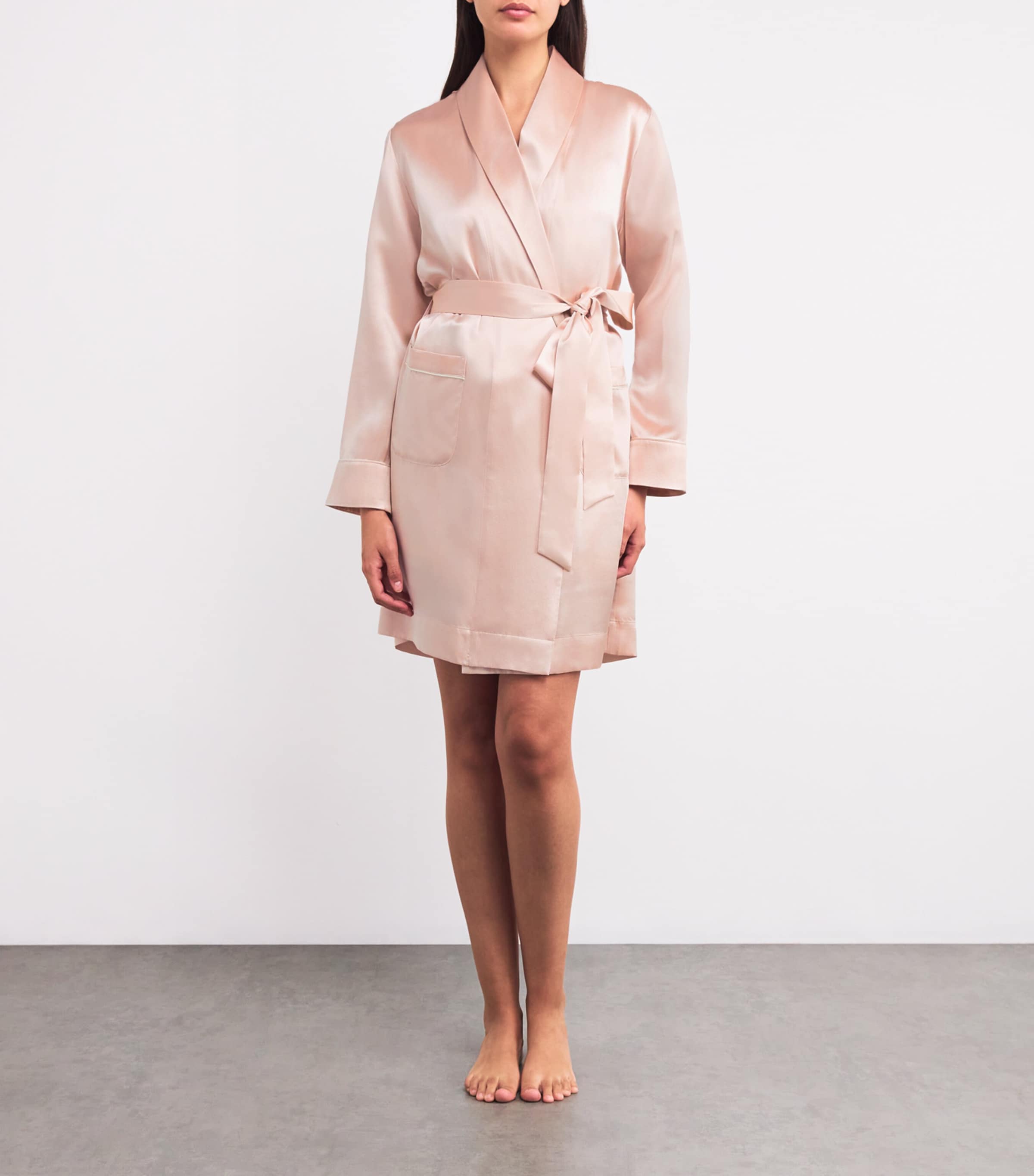 Pink Silk Short Robe