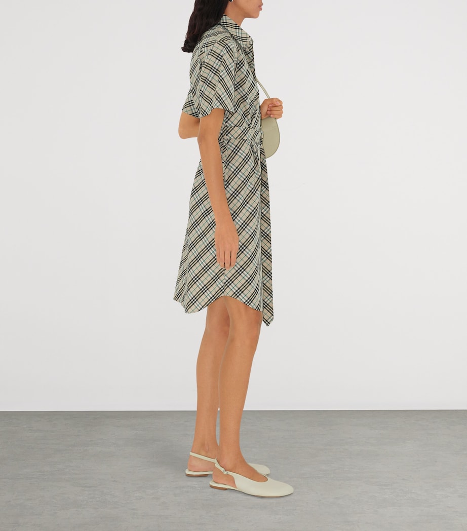 Burberry Beige Cotton Check Mini Shirt Dress