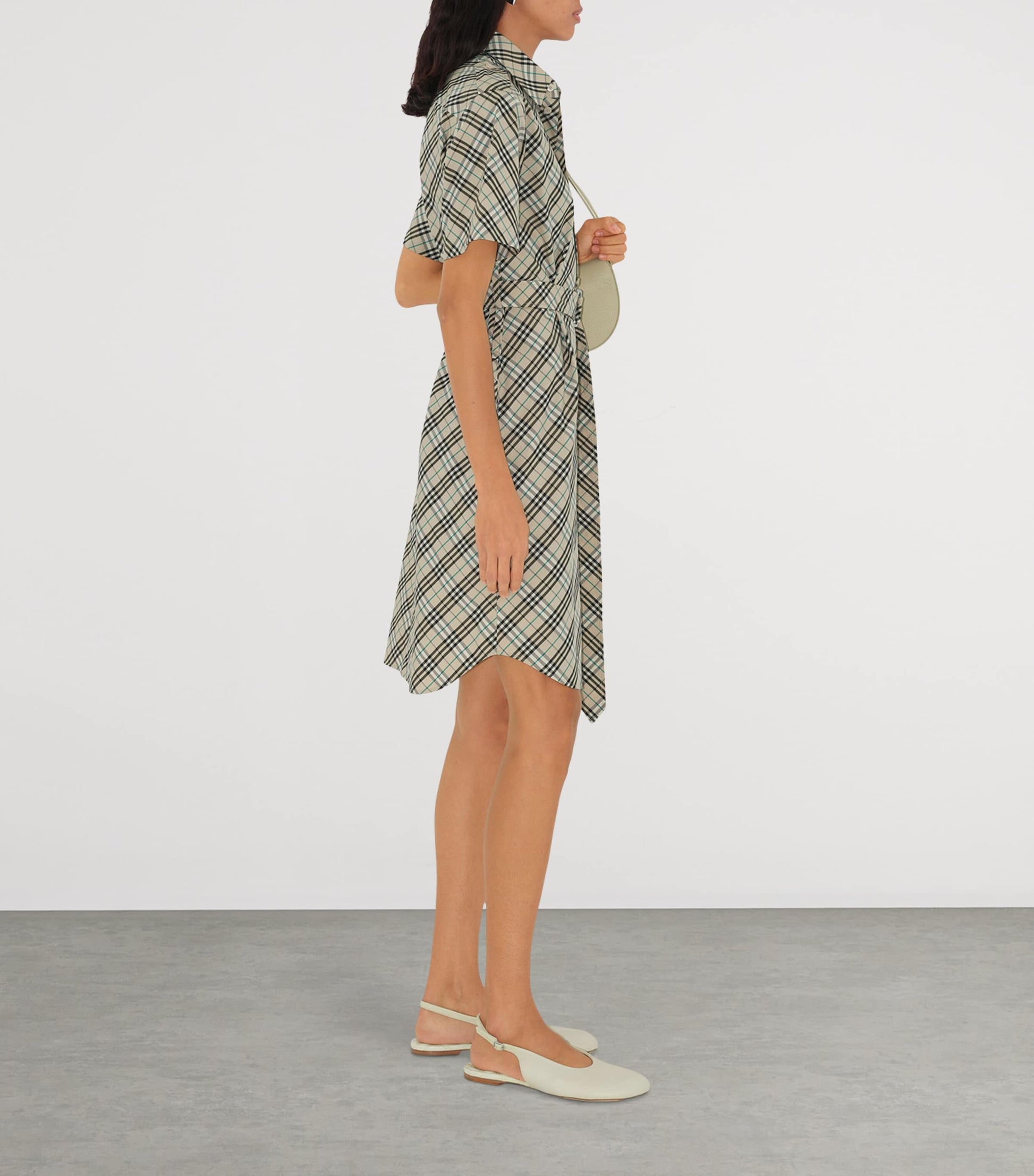 Burberry Beige Cotton Check Mini Shirt Dress