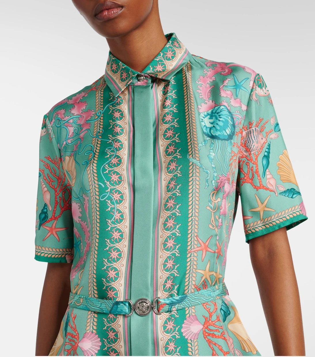 Versace - Underwater Barocco silk twill shirt dress